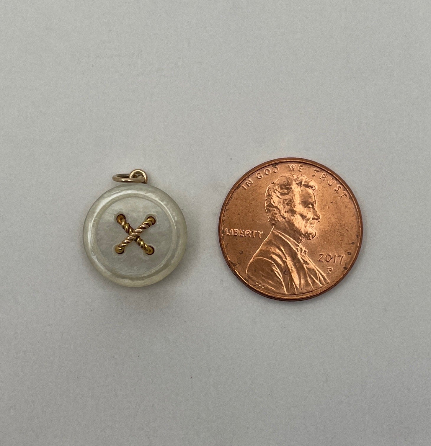 Tiffany & Co. 18K Yellow Gold Mother of Pearl Button Charm Pendant