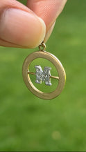 Load image into Gallery viewer, Vintage 18K Initial “M” Diamond Medallion Charm Pendant
