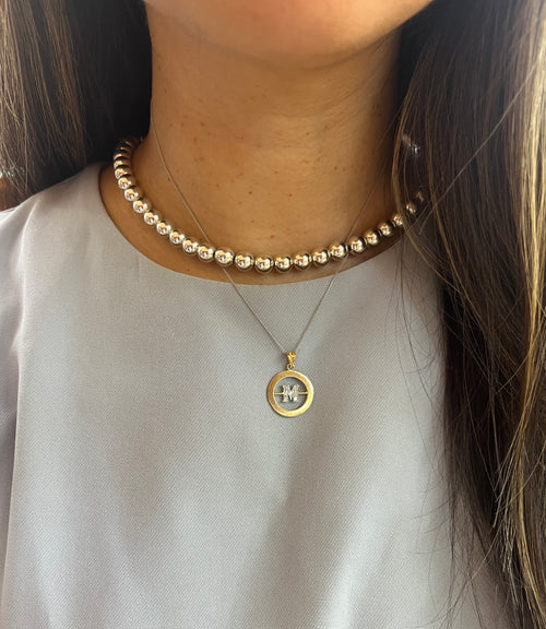 Vintage 18K Initial “M” Diamond Medallion Charm Pendant