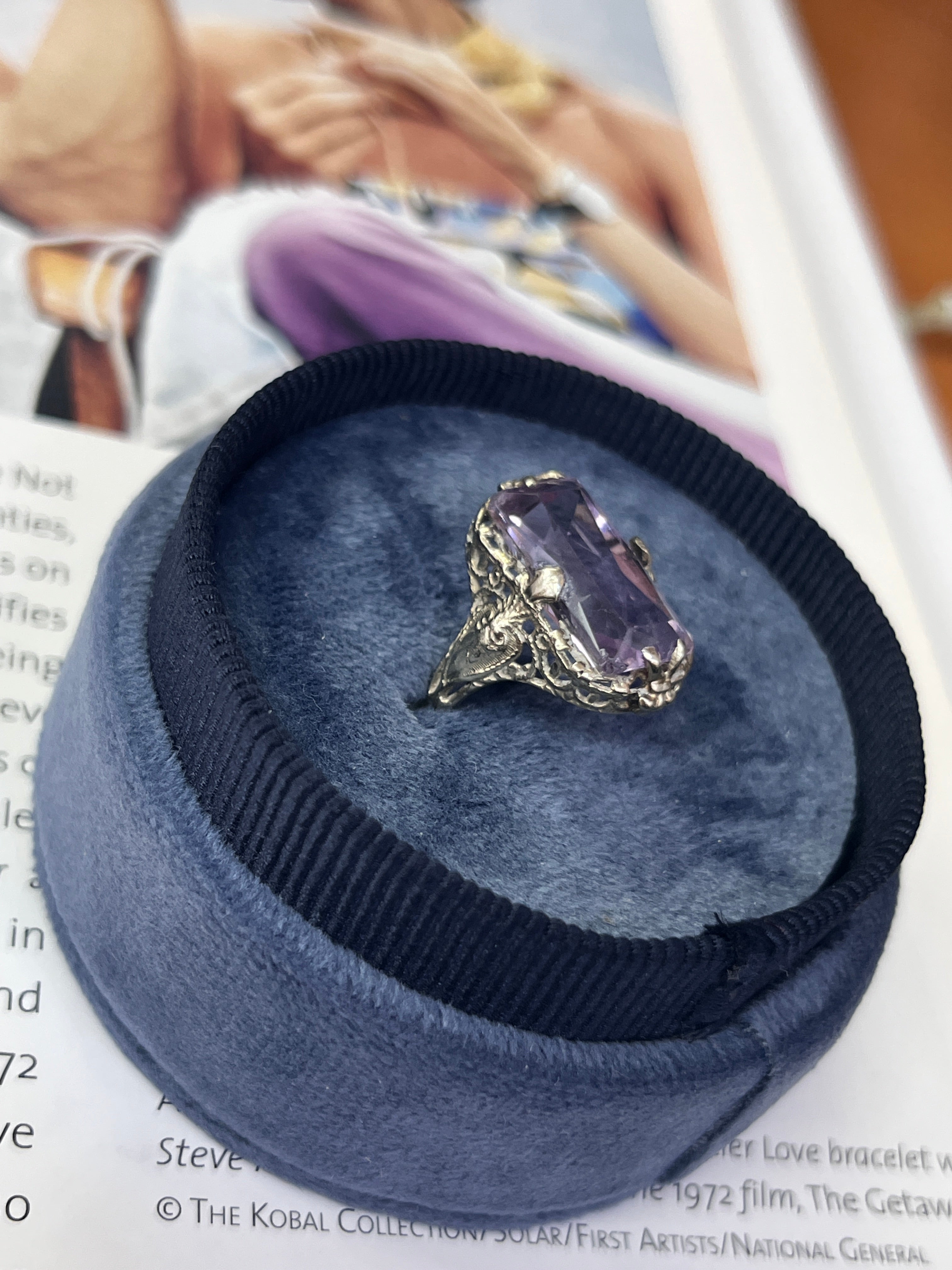 Art Deco 14K White Gold Rose de France Ring