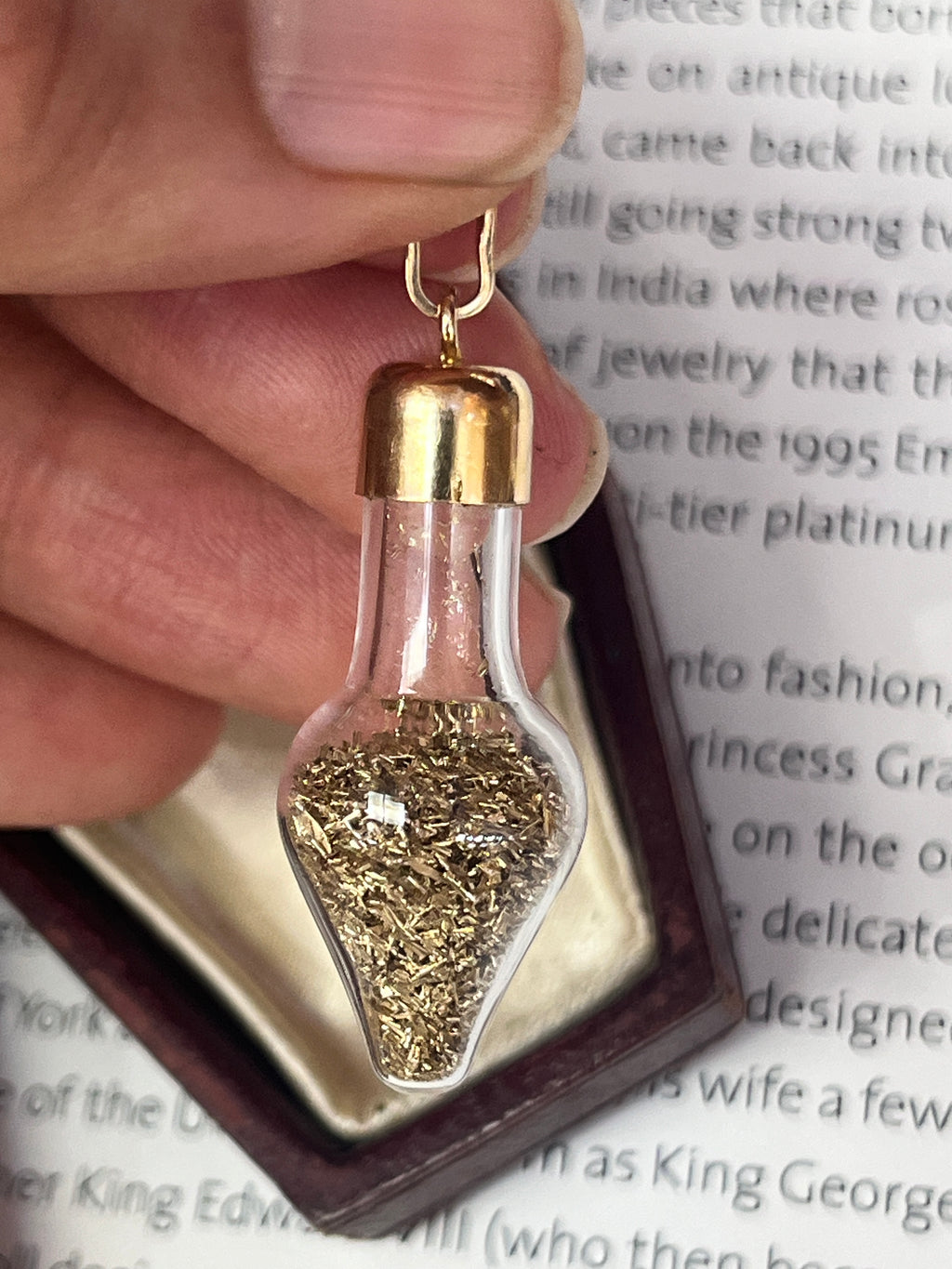 Vintage 14K Yellow Gold Gold Flake Bottle Charm Pendant