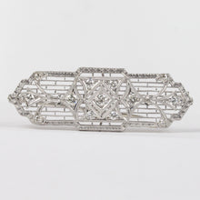 Load image into Gallery viewer, Art Deco 14K White Gold Diamond Filigree Brooch
