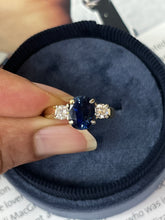 Load image into Gallery viewer, Vintage 14k Yellow Gold Sapphire &amp; Diamond Ring, Engagement Ring.
