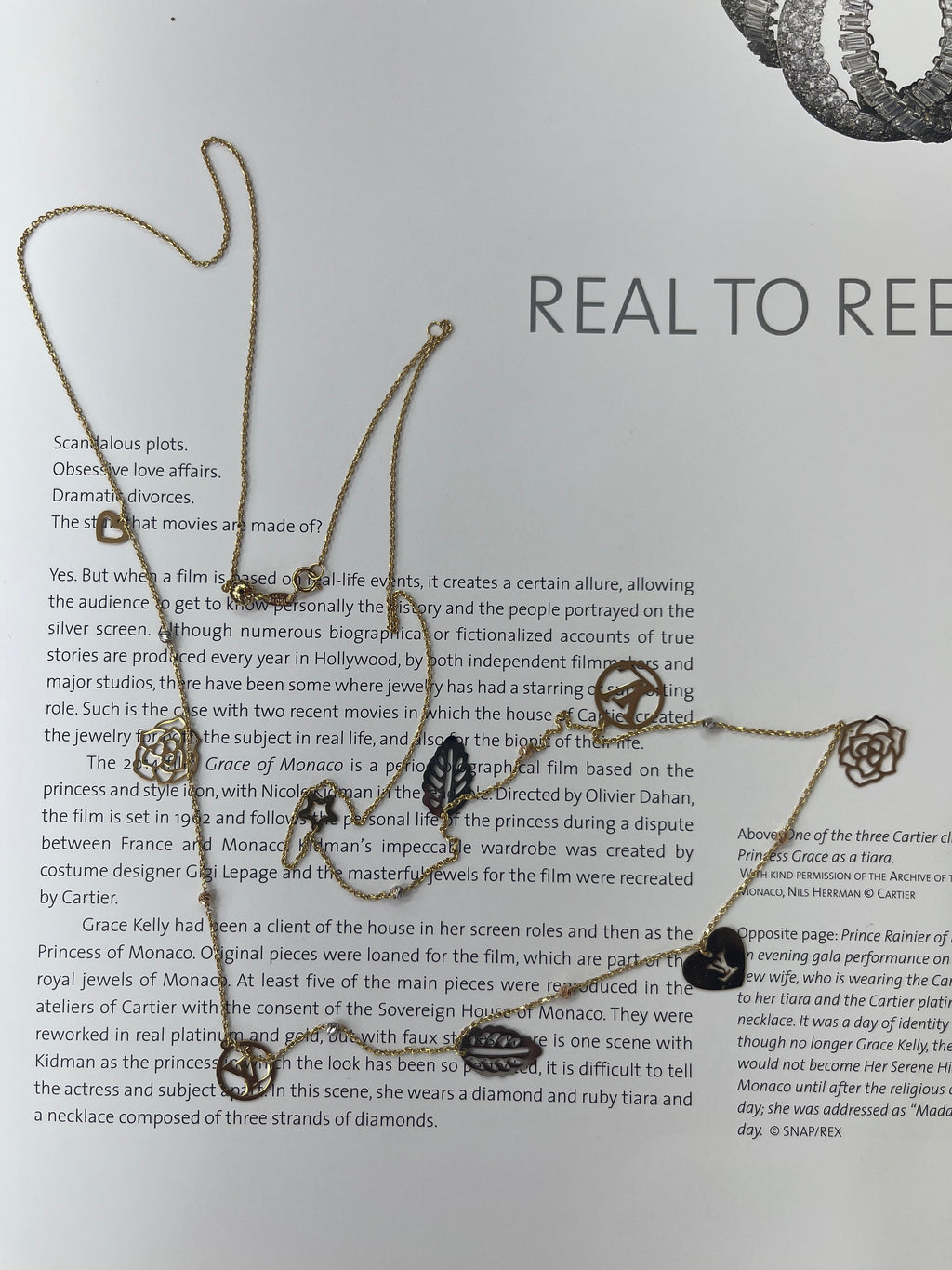 Estate 18K Yellow Gold  9 charms 33.5” Chain Long Necklace