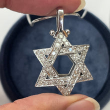 Load image into Gallery viewer, Estate 14K White Gold Star of David Diamond Pendant Necklace
