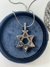 Load image into Gallery viewer, Estate 14K White Gold Star of David Diamond Pendant Necklace
