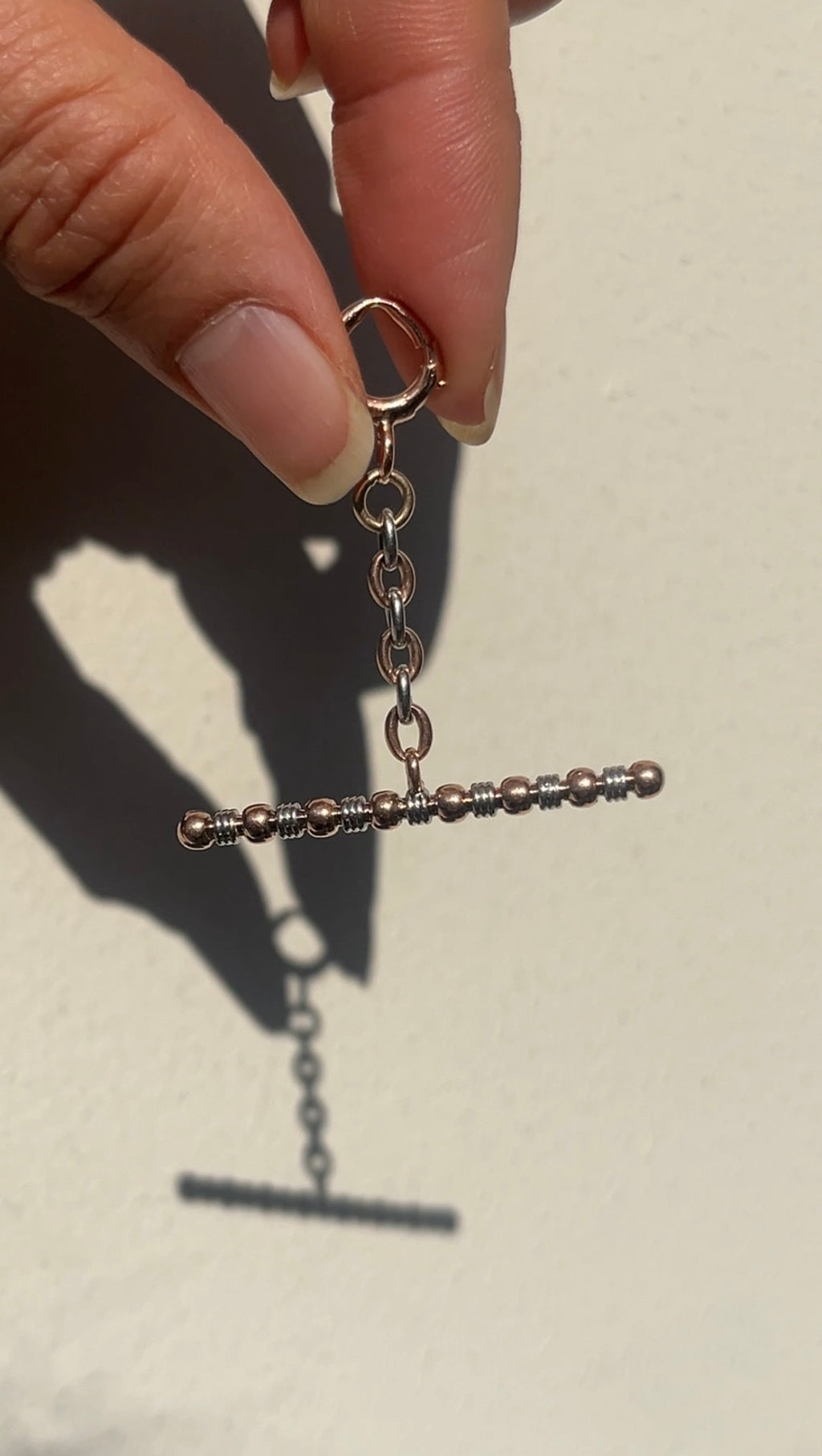 Antique 14K Rose Gold & Platinum T - Bar Extension / Charm Holder