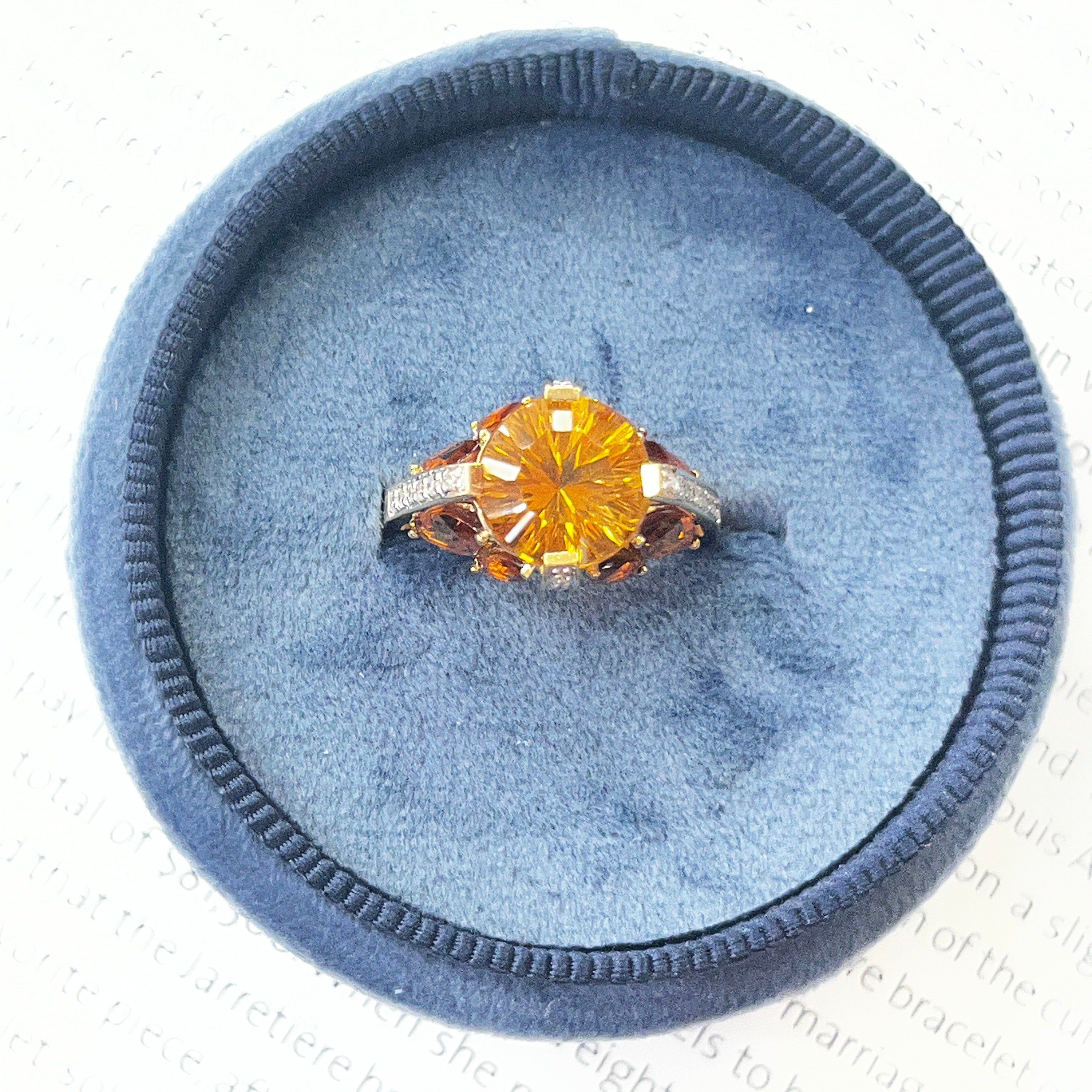 Architectural Dome Citrine & Diamond In 14K Yellow & White Gold Ring