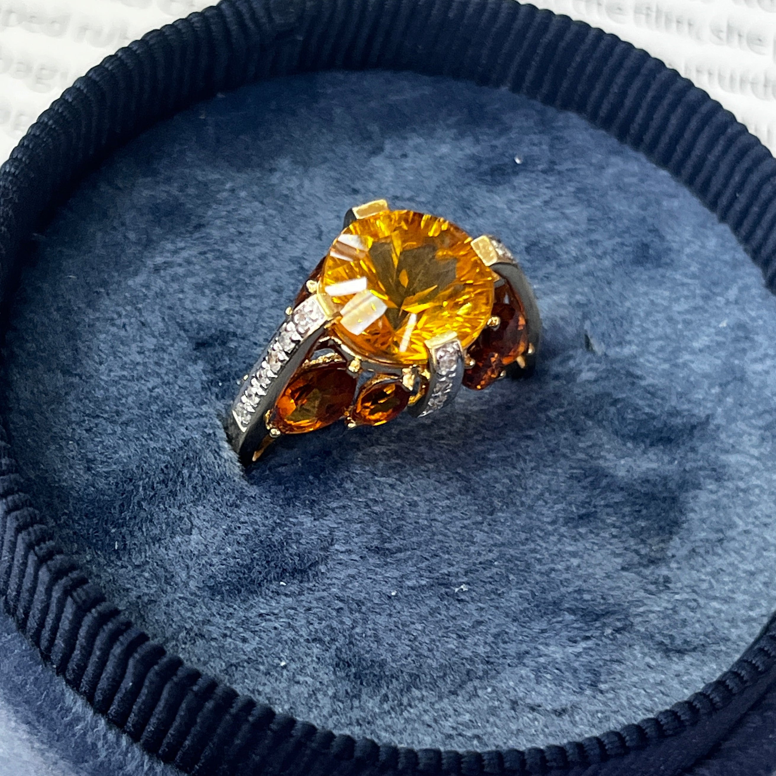Architectural Dome Citrine & Diamond In 14K Yellow & White Gold Ring