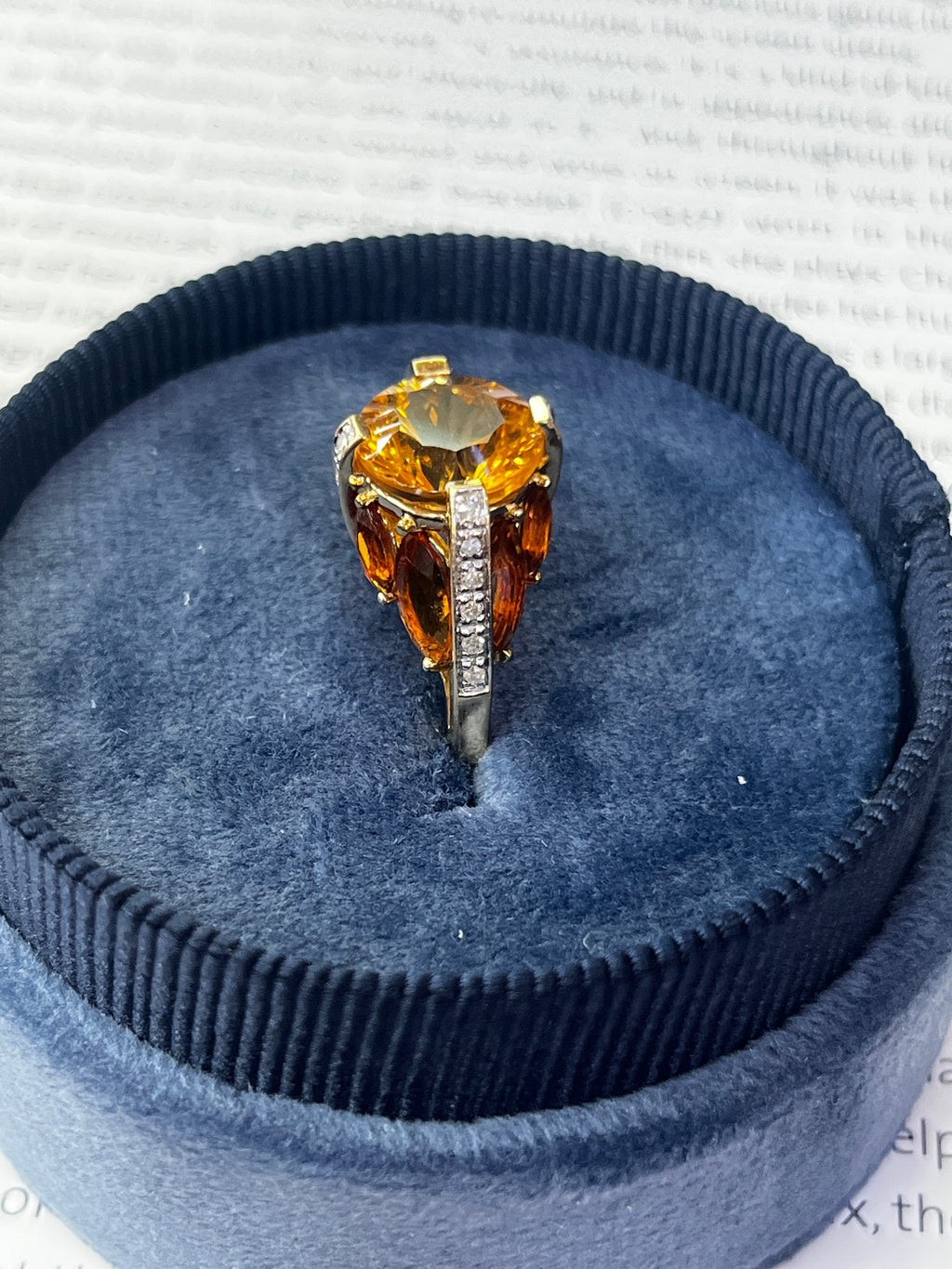 Architectural Dome Citrine & Diamond In 14K Yellow & White Gold Ring
