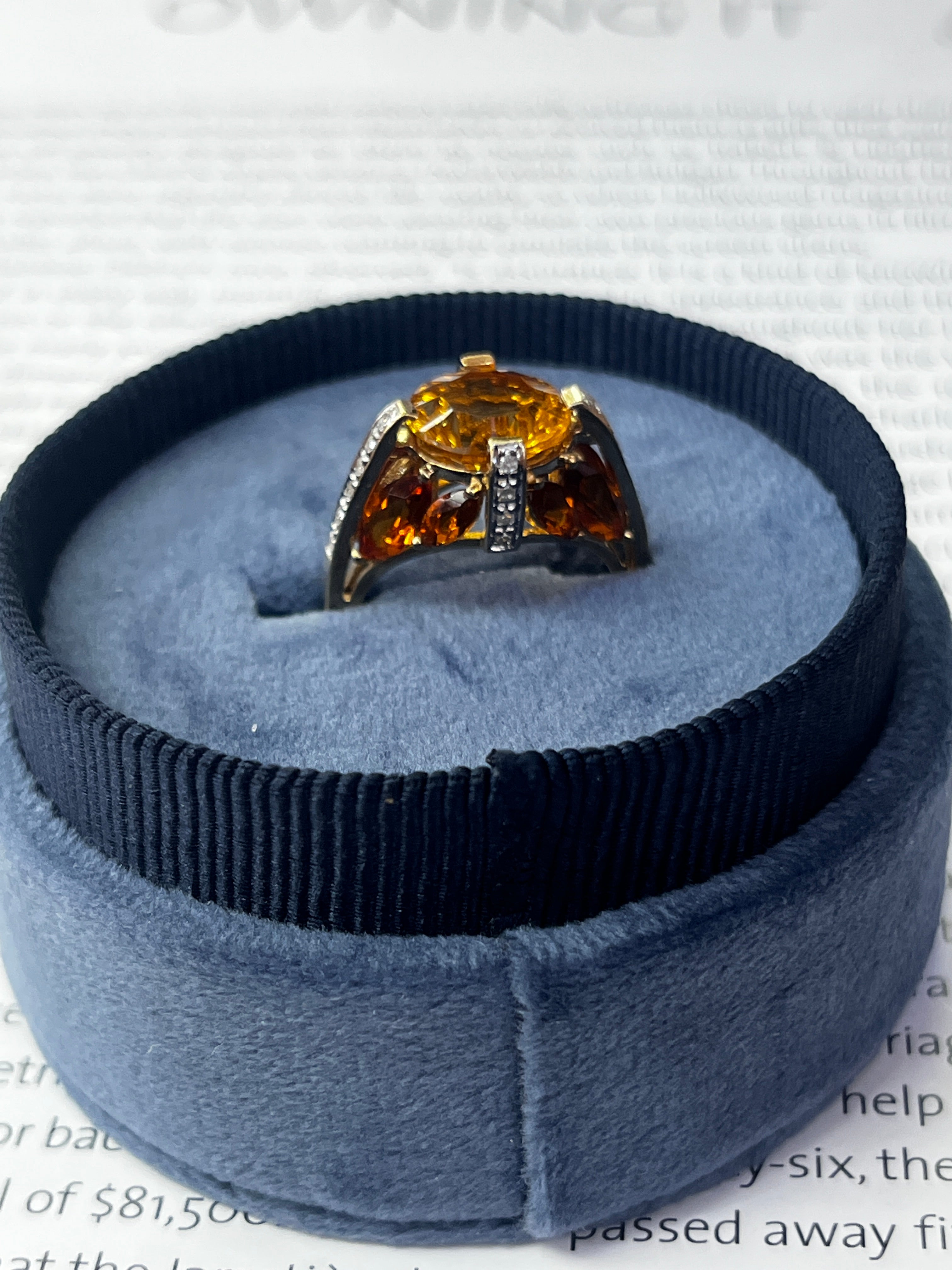 Architectural Dome Citrine & Diamond In 14K Yellow & White Gold Ring