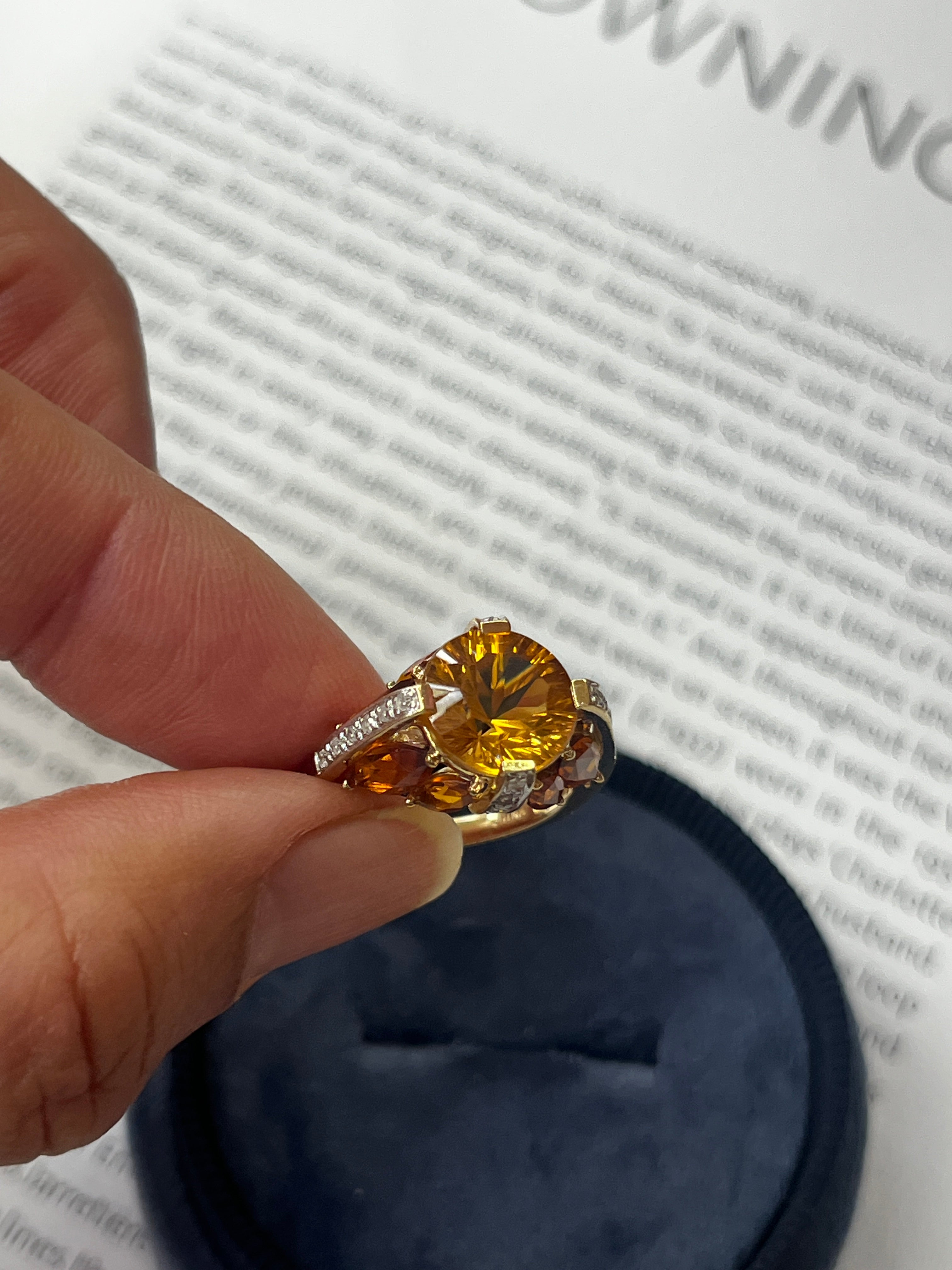 Architectural Dome Citrine & Diamond In 14K Yellow & White Gold Ring
