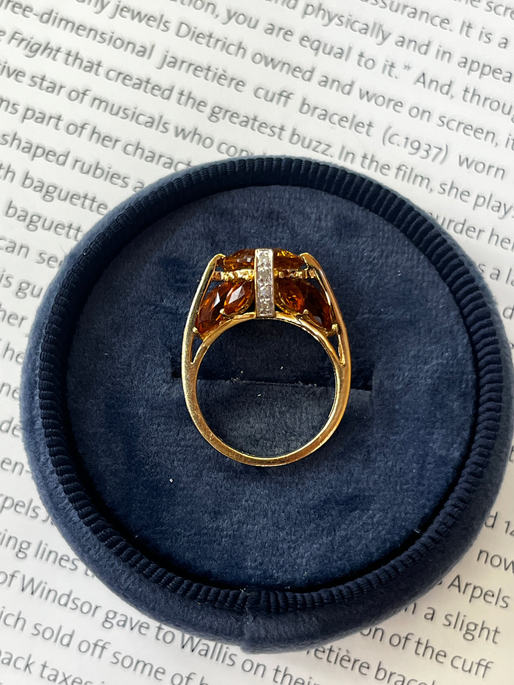 Architectural Dome Citrine & Diamond In 14K Yellow & White Gold Ring