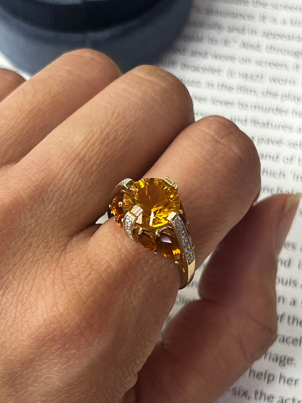 Architectural Dome Citrine & Diamond In 14K Yellow & White Gold Ring