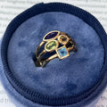 Vintage 10K Yellow Gold Multi Color Gem Stones Ring
