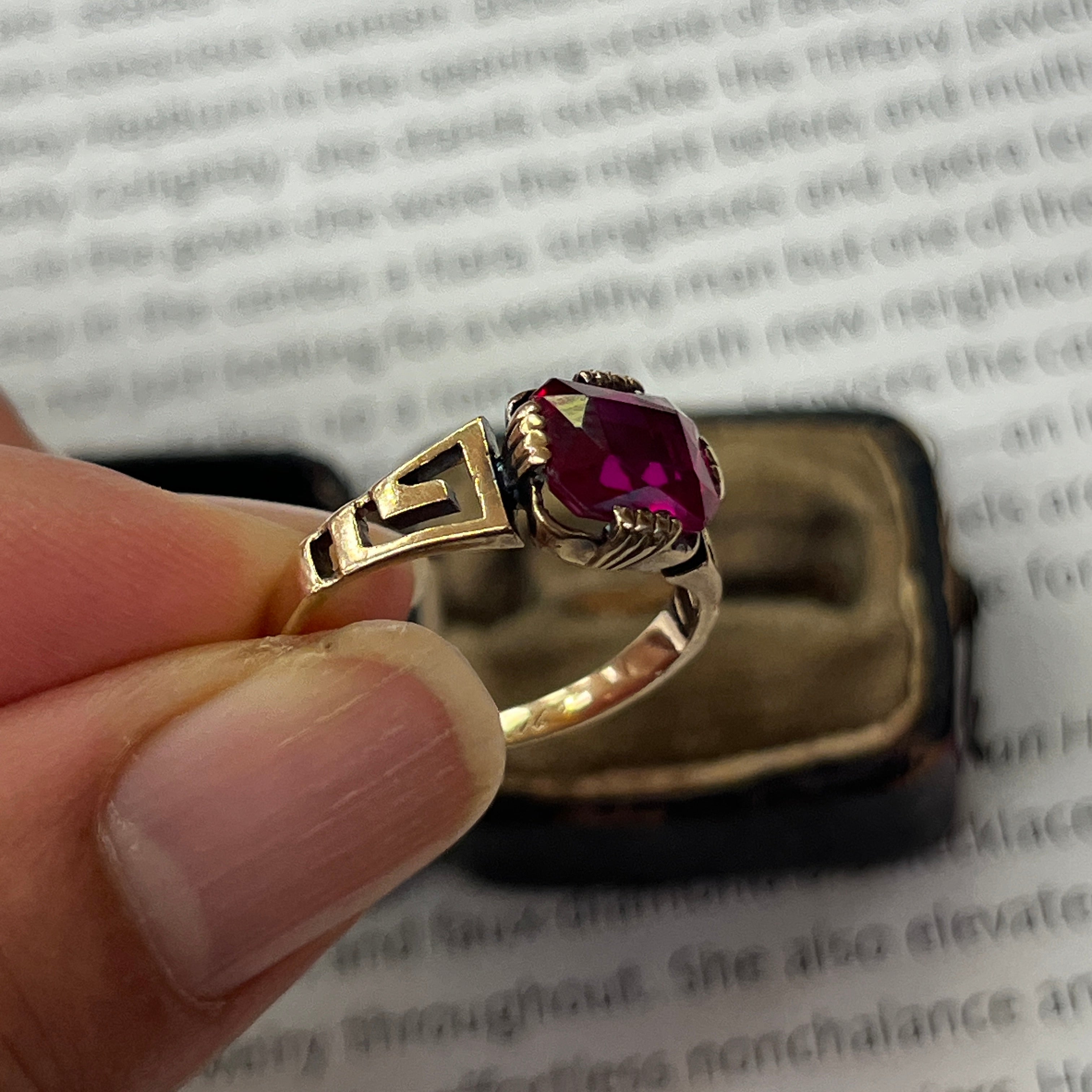 Antique Red Stone In 10K Rose Gold Ring