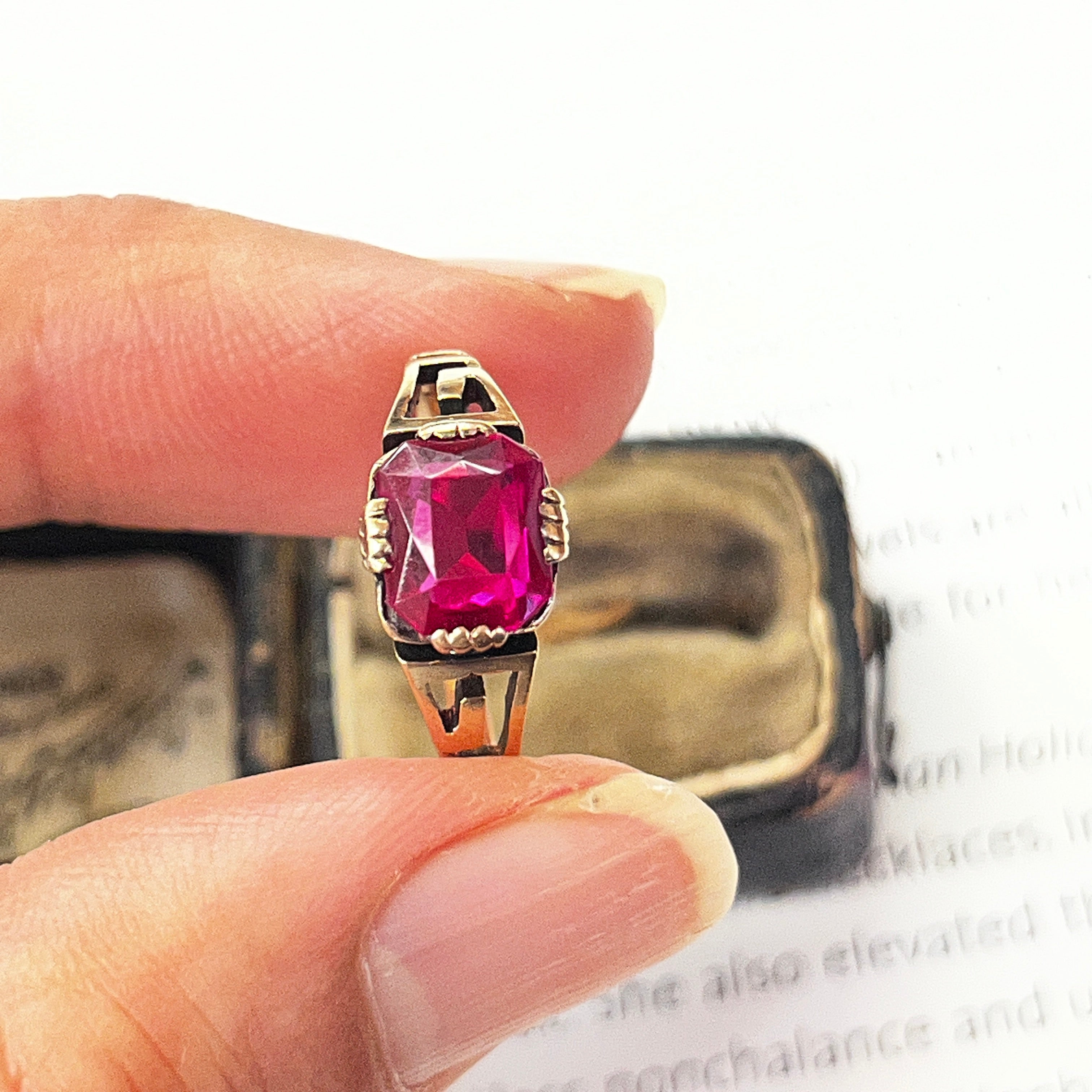 Antique Red Stone In 10K Rose Gold Ring