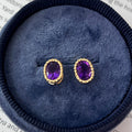 Vintage 14K Yellow Gold Amethyst Studs.
