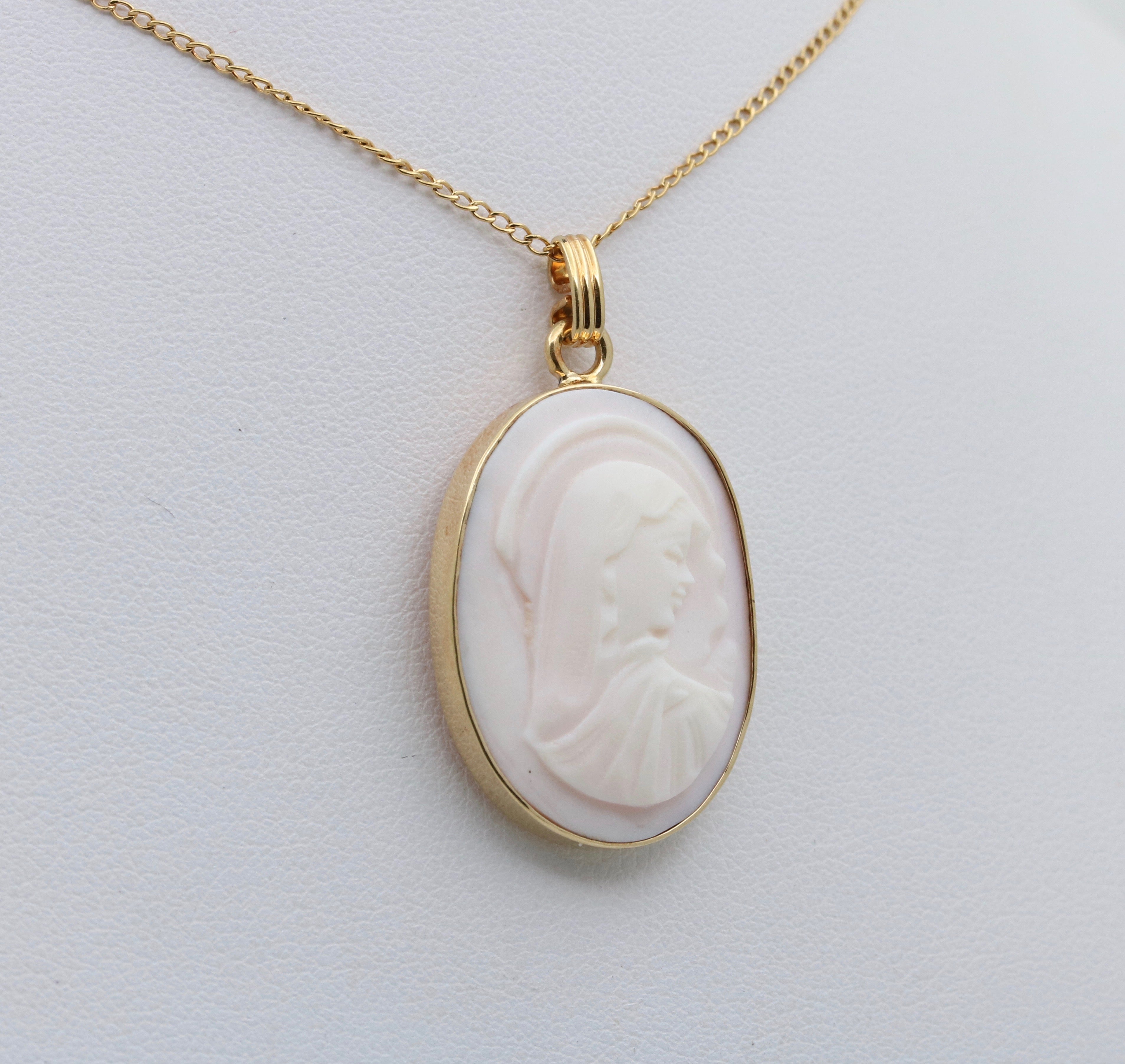 Vintage Mary Cameo Pendant Necklace