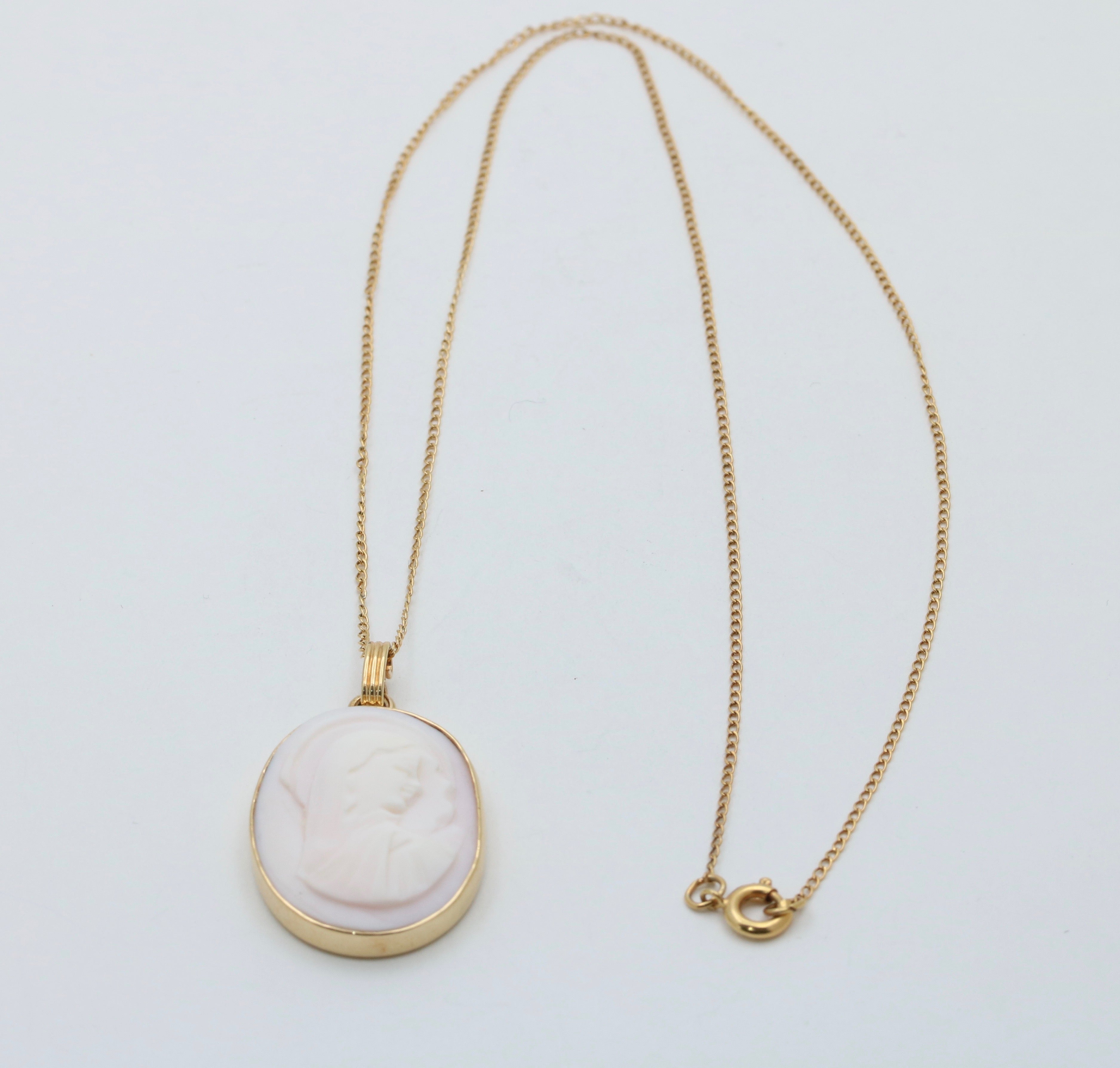 Vintage Mary Cameo Pendant Necklace
