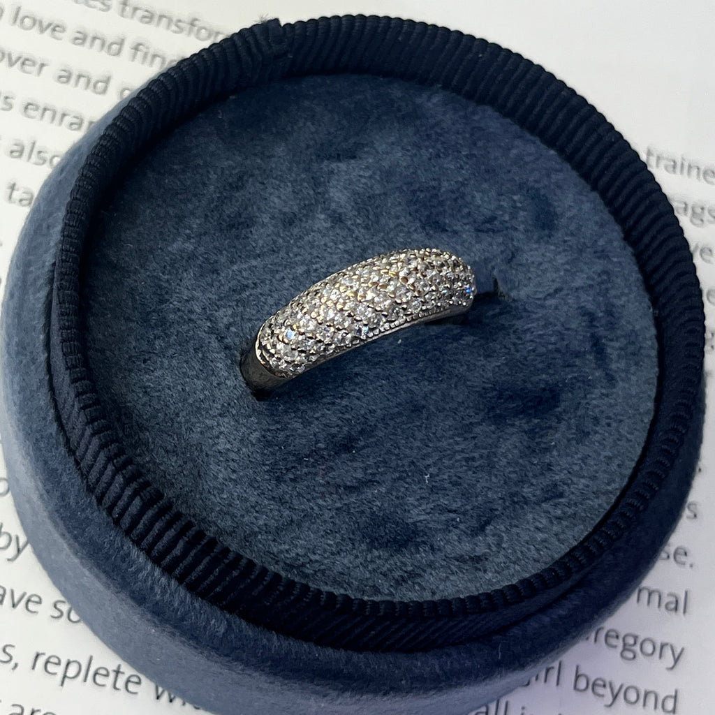 Vintage 14K White Gold Diamond Pave Band
