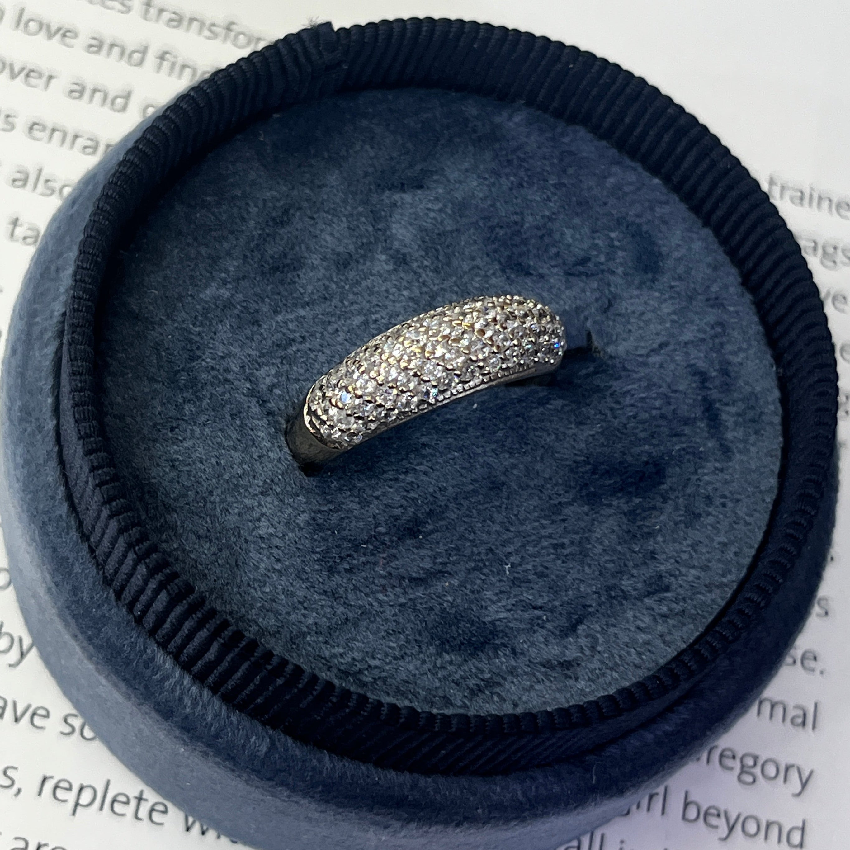 Vintage 14K White Gold Diamond Pave Band