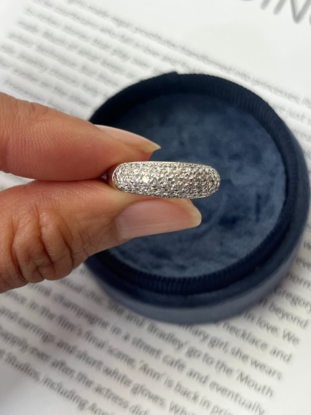 Vintage 14K White Gold Diamond Pave Band
