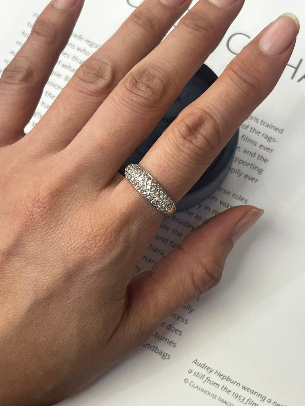 Vintage 14K White Gold Diamond Pave Band