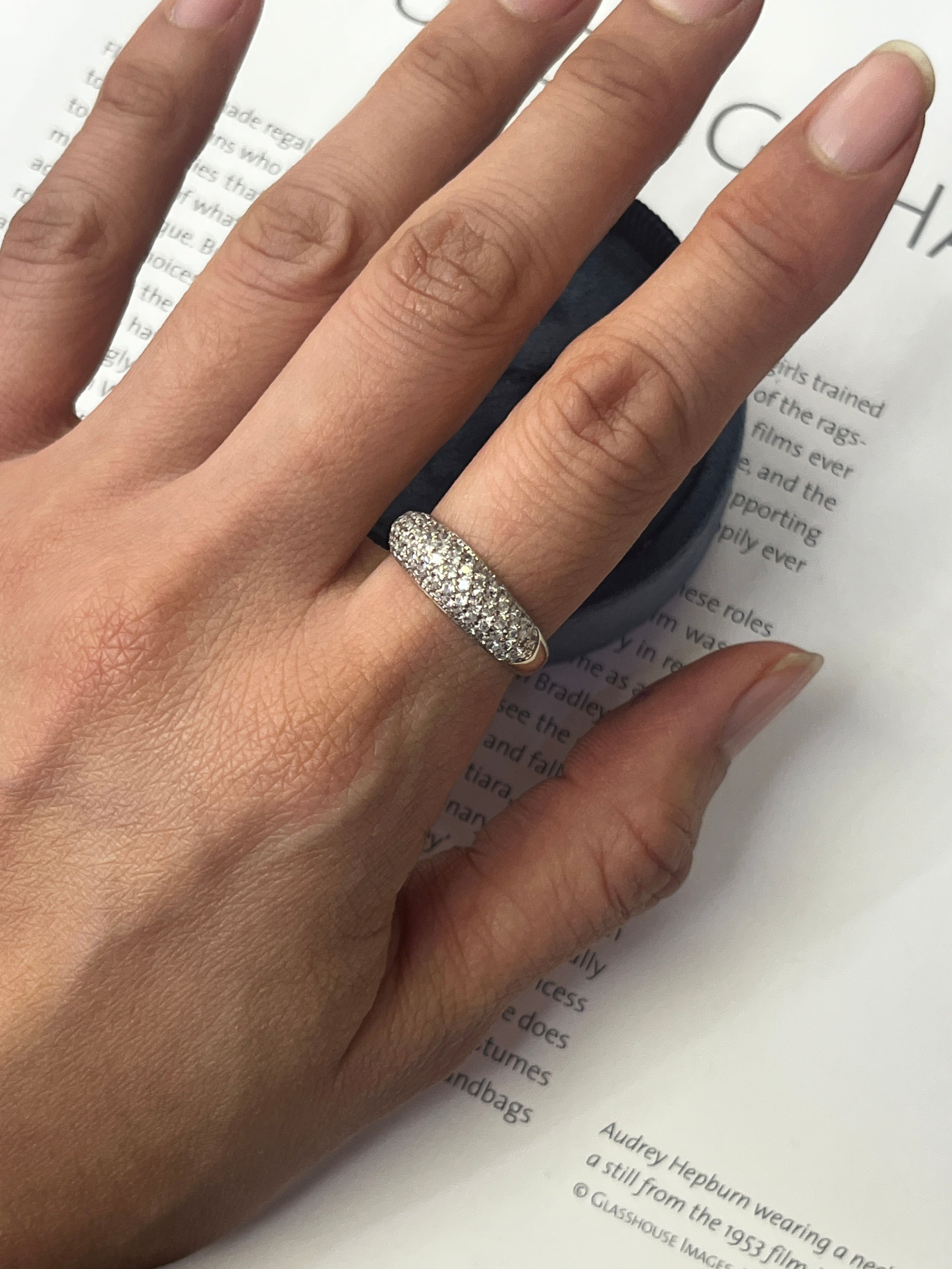Vintage 14K White Gold Diamond Pave Band