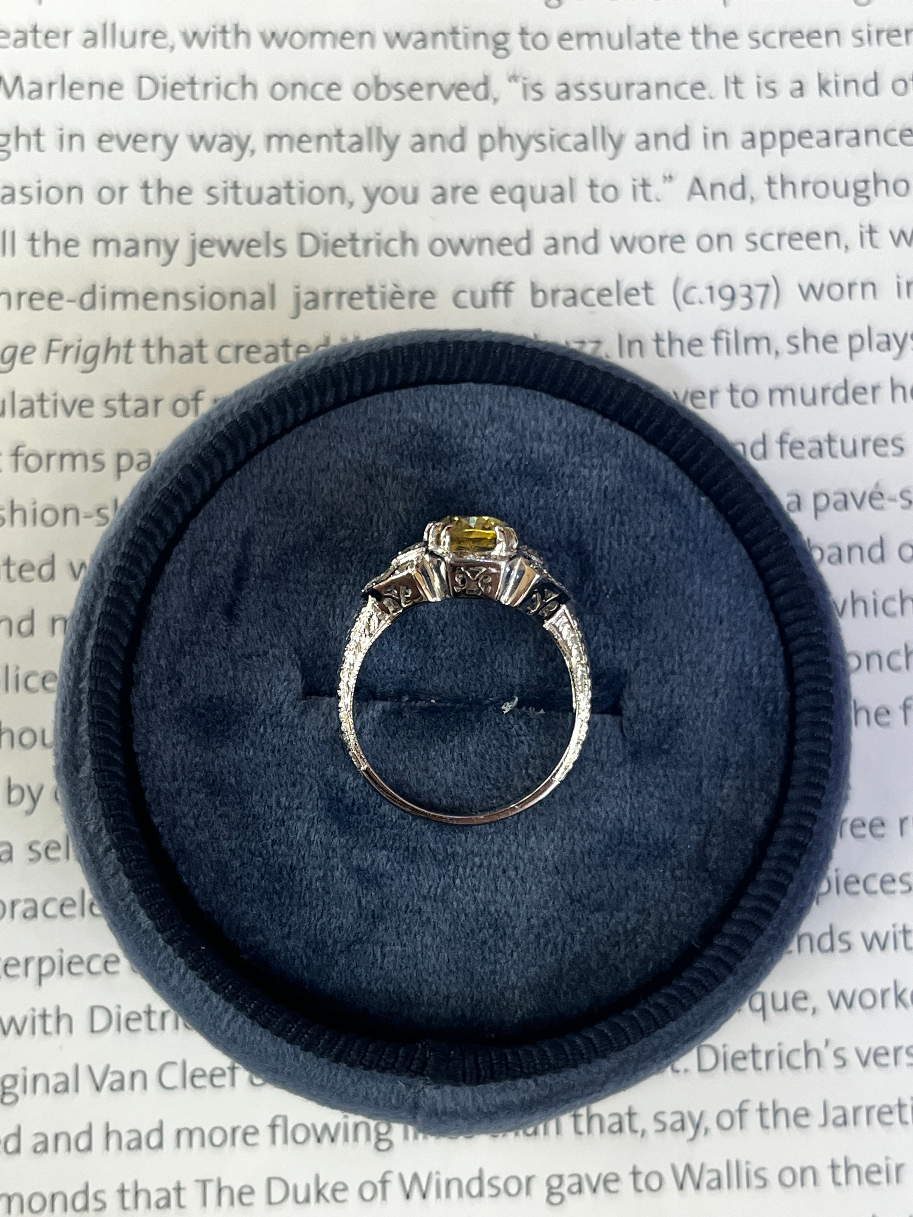 2.48 carats Cushion Cut Vivid Yellow Sapphire 18K White Gold Diamond Ring