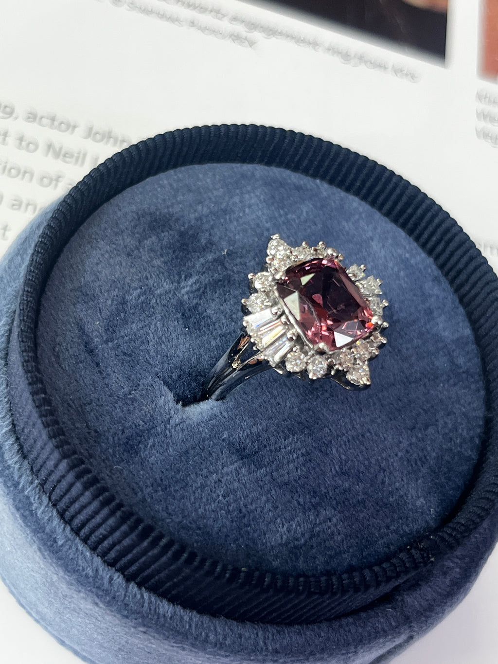 Pink Spinel & Diamond In 14K White Gold Engagement Ring