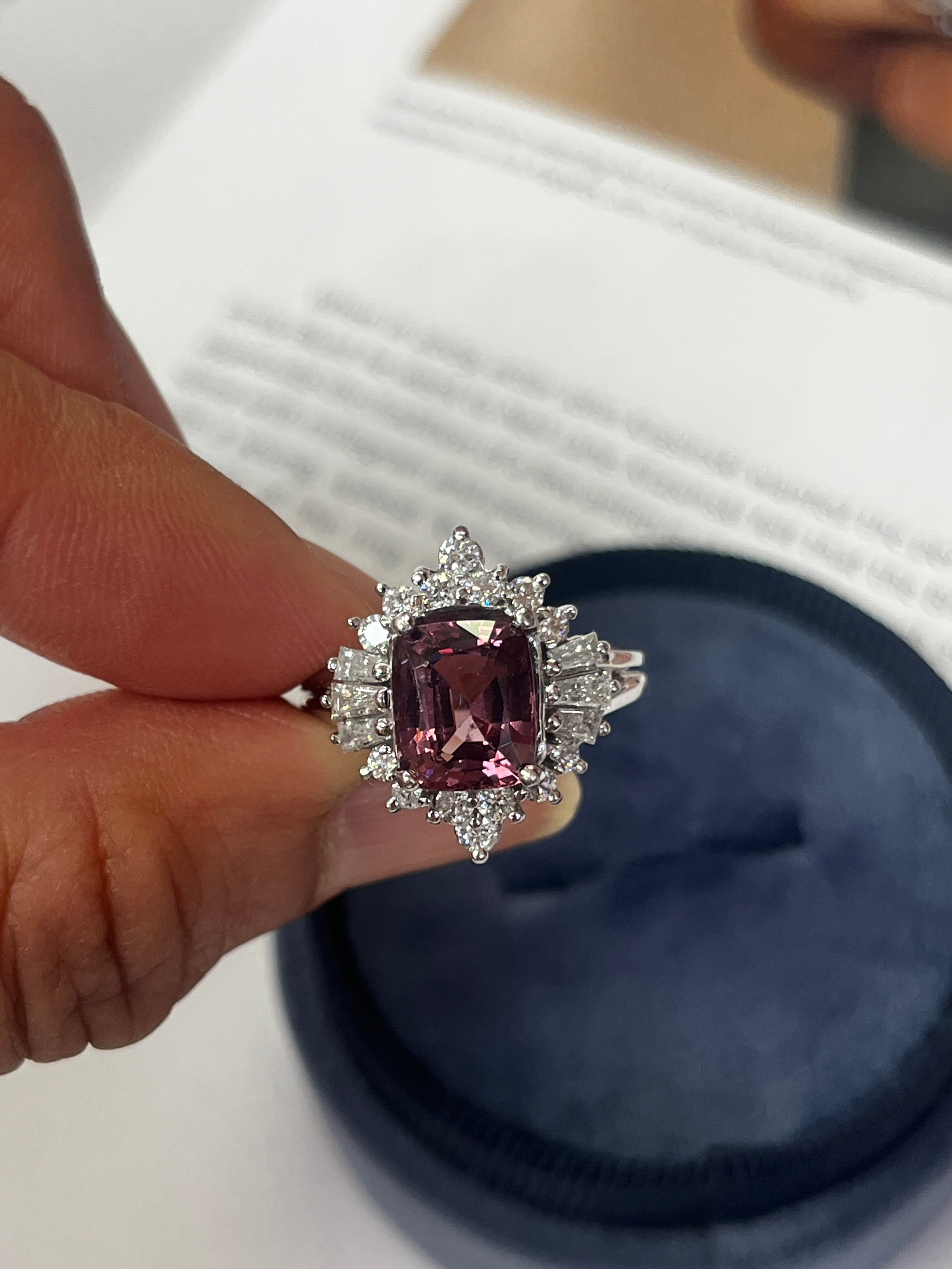 Pink Spinel & Diamond In 14K White Gold Engagement Ring