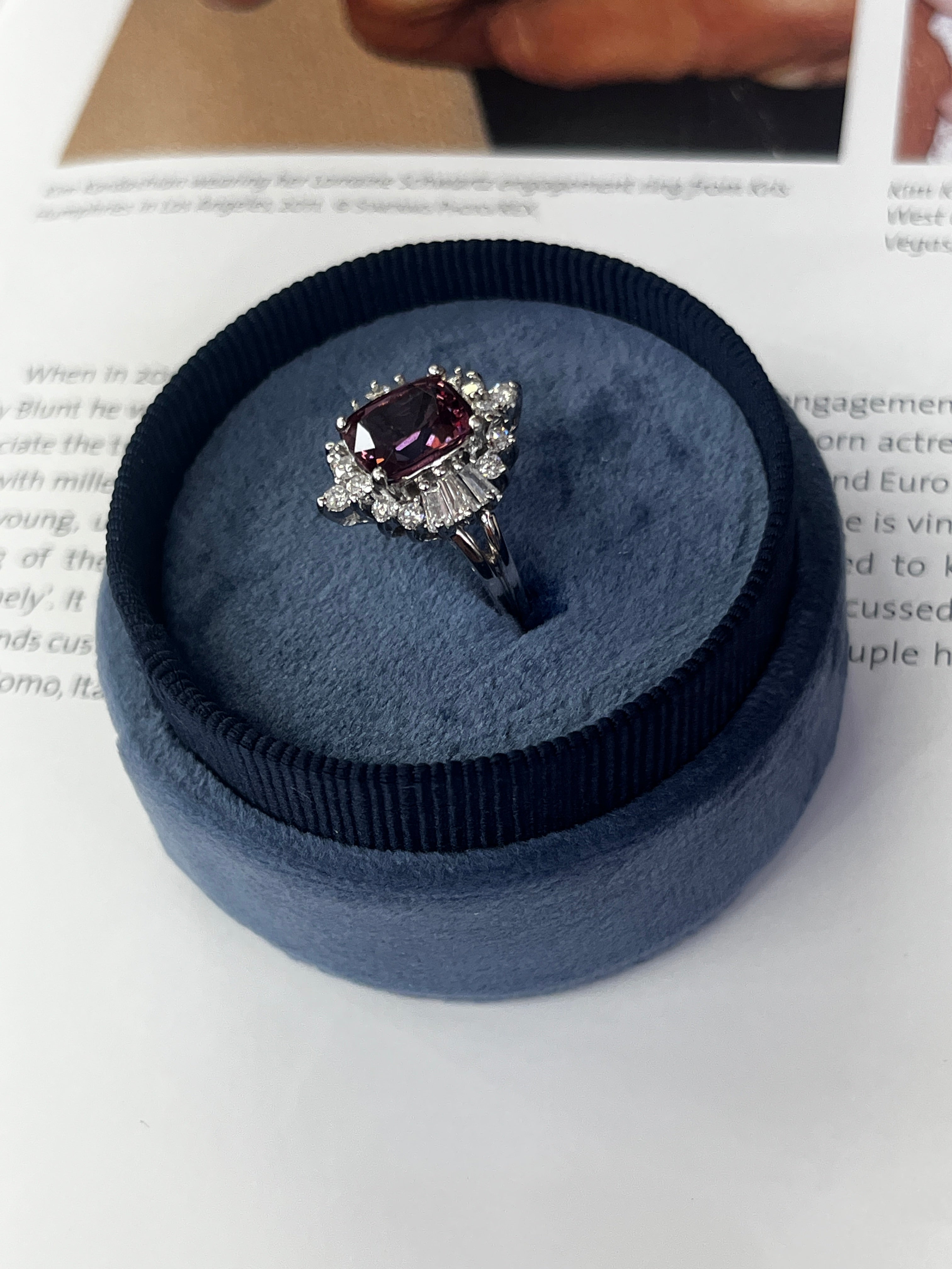 Pink Spinel & Diamond In 14K White Gold Engagement Ring