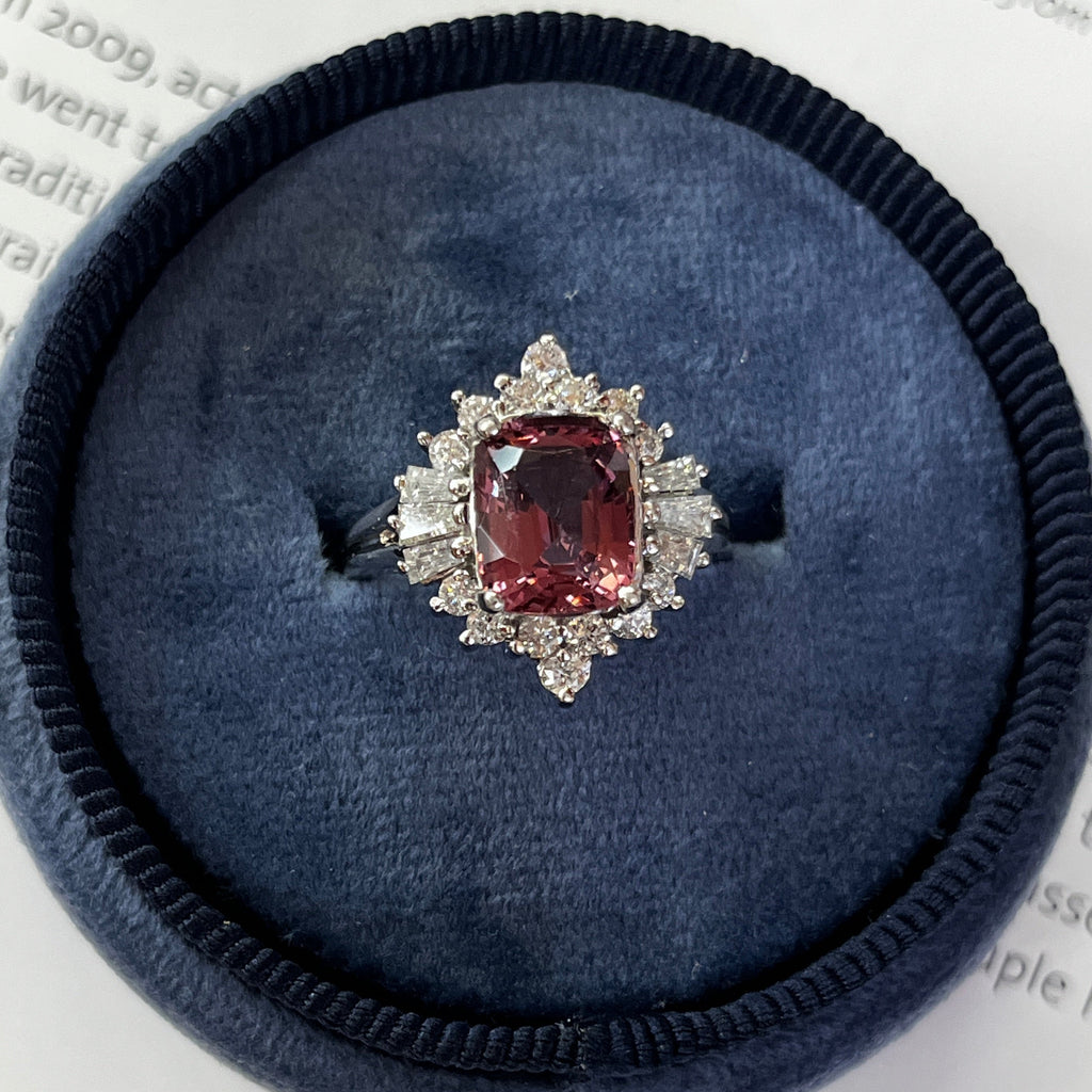 Pink Spinel & Diamond In 14K White Gold Engagement Ring