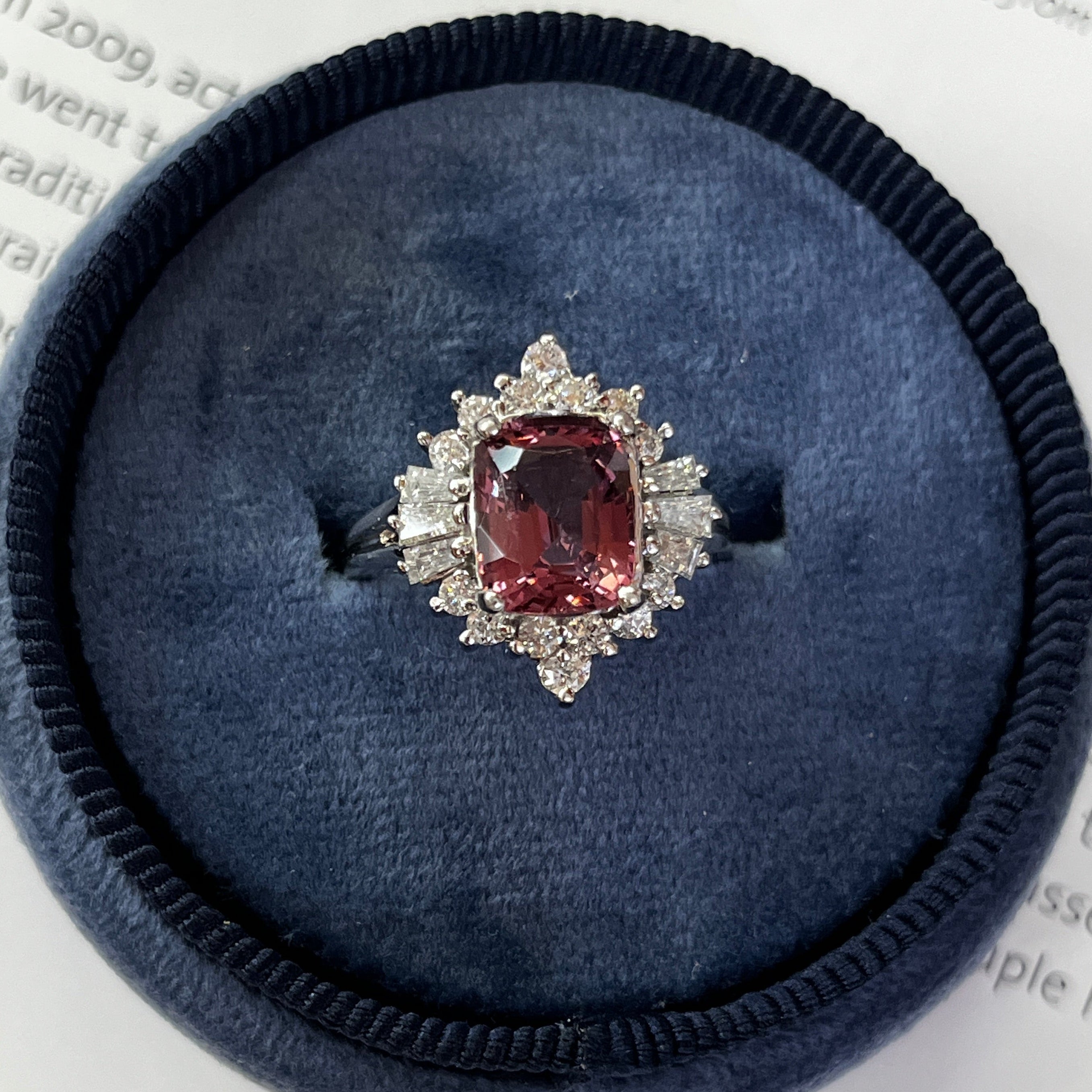 Pink Spinel & Diamond In 14K White Gold Engagement Ring