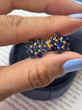 Load image into Gallery viewer, Vintage 18K Yellow Gold Sapphire Flower Studs
