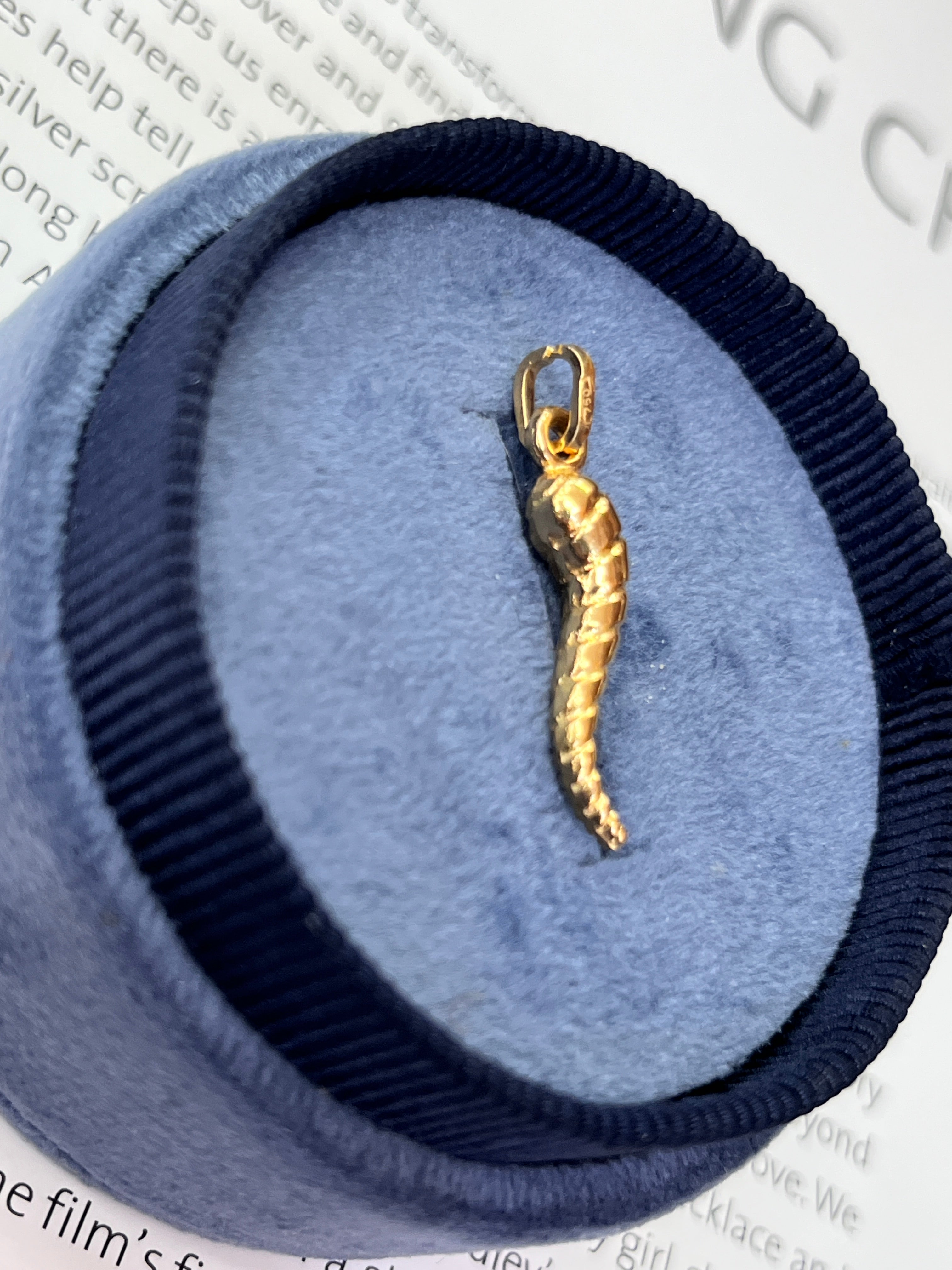 Vintage 18K Yellow Gold Twist Italian Horn Charm