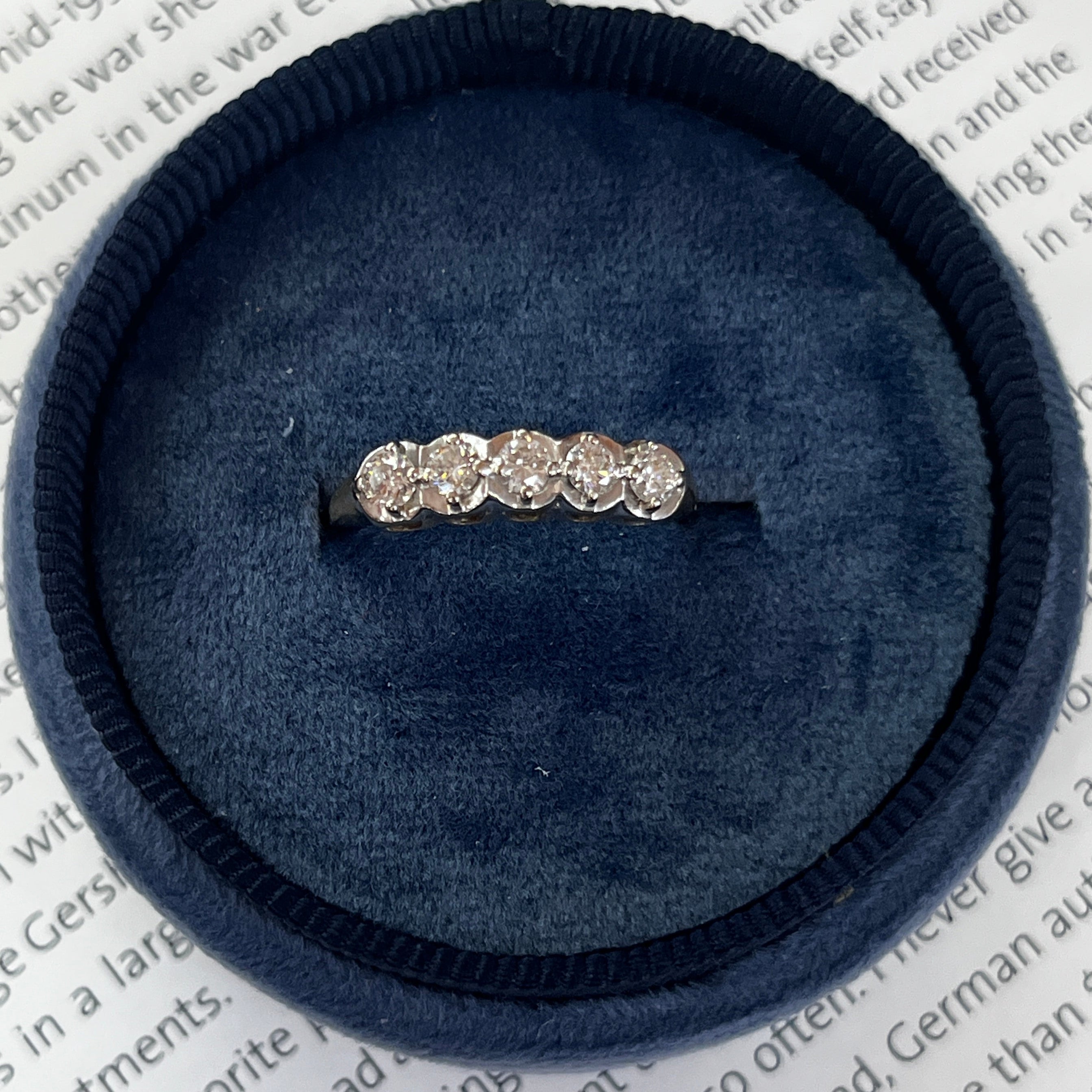 Five Diamonds In 14K Gold Band