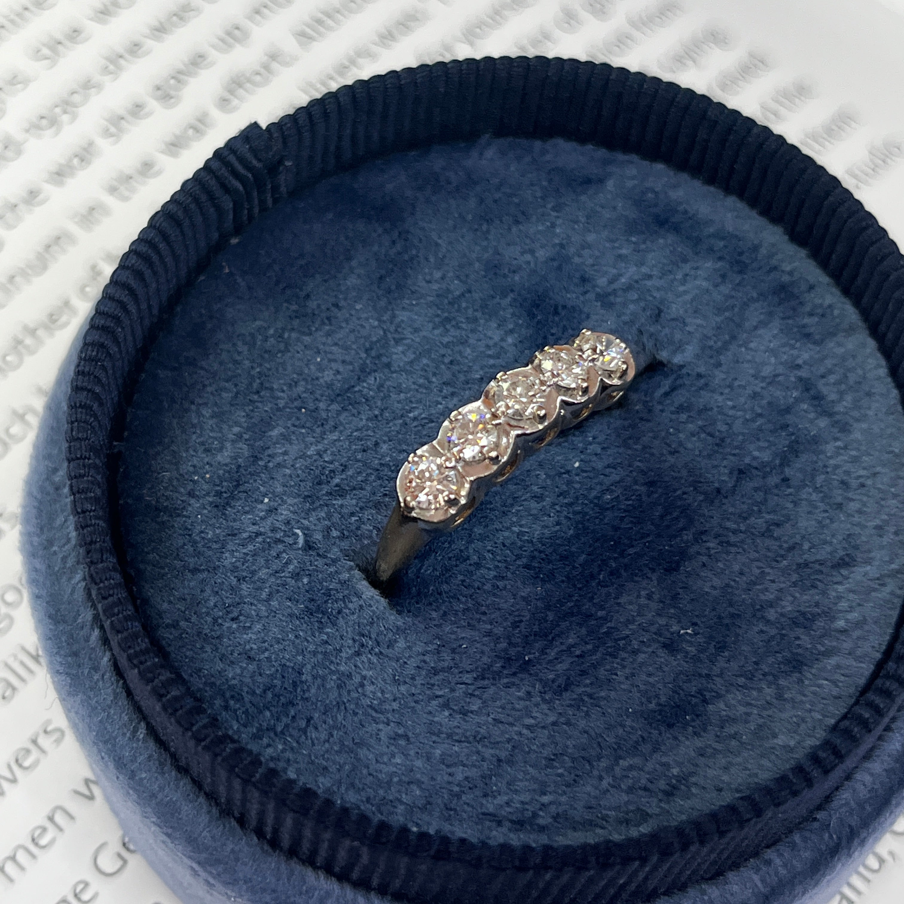 Five Diamonds In 14K Gold Band