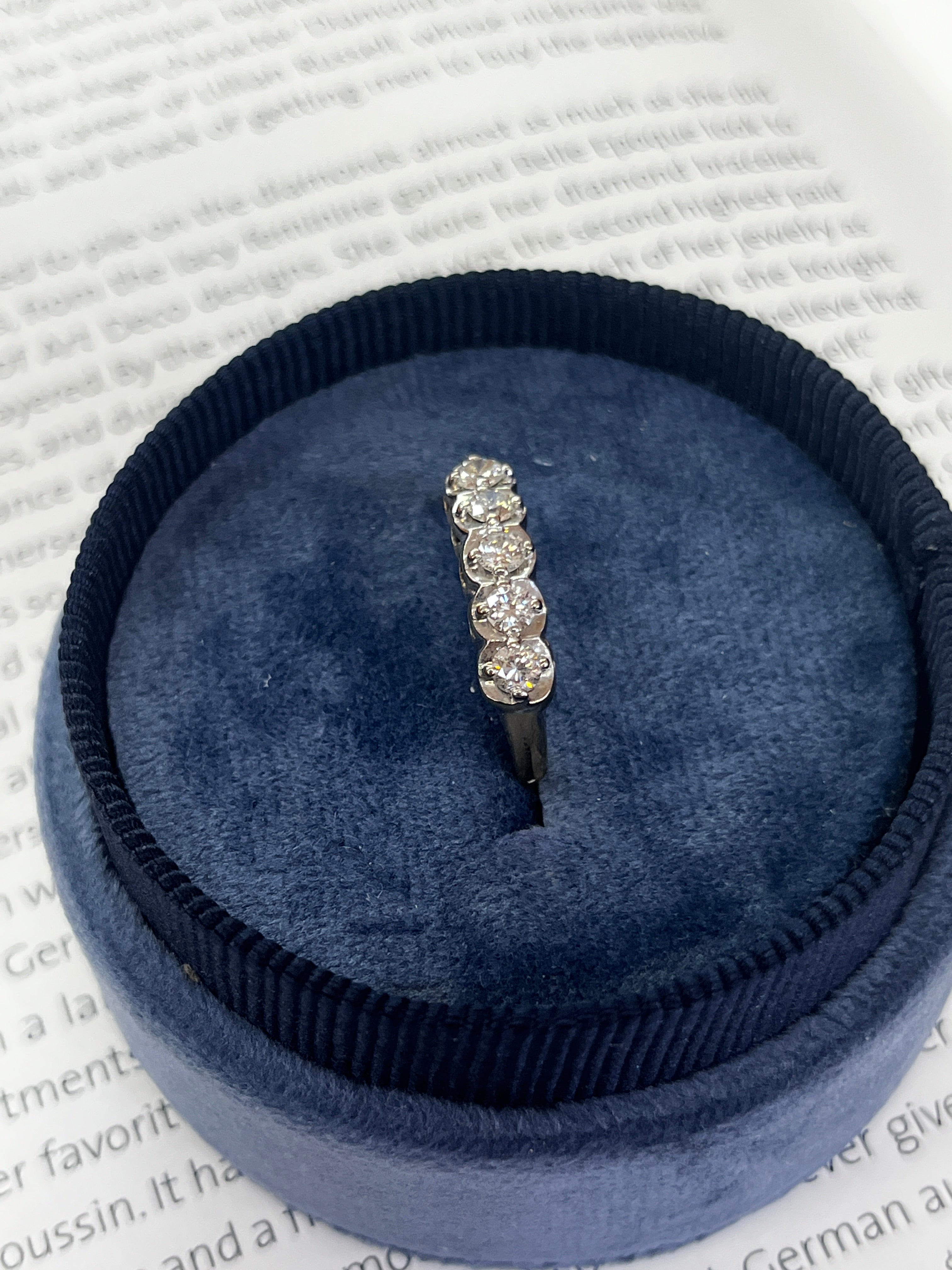 Five Diamonds In 14K Gold Band