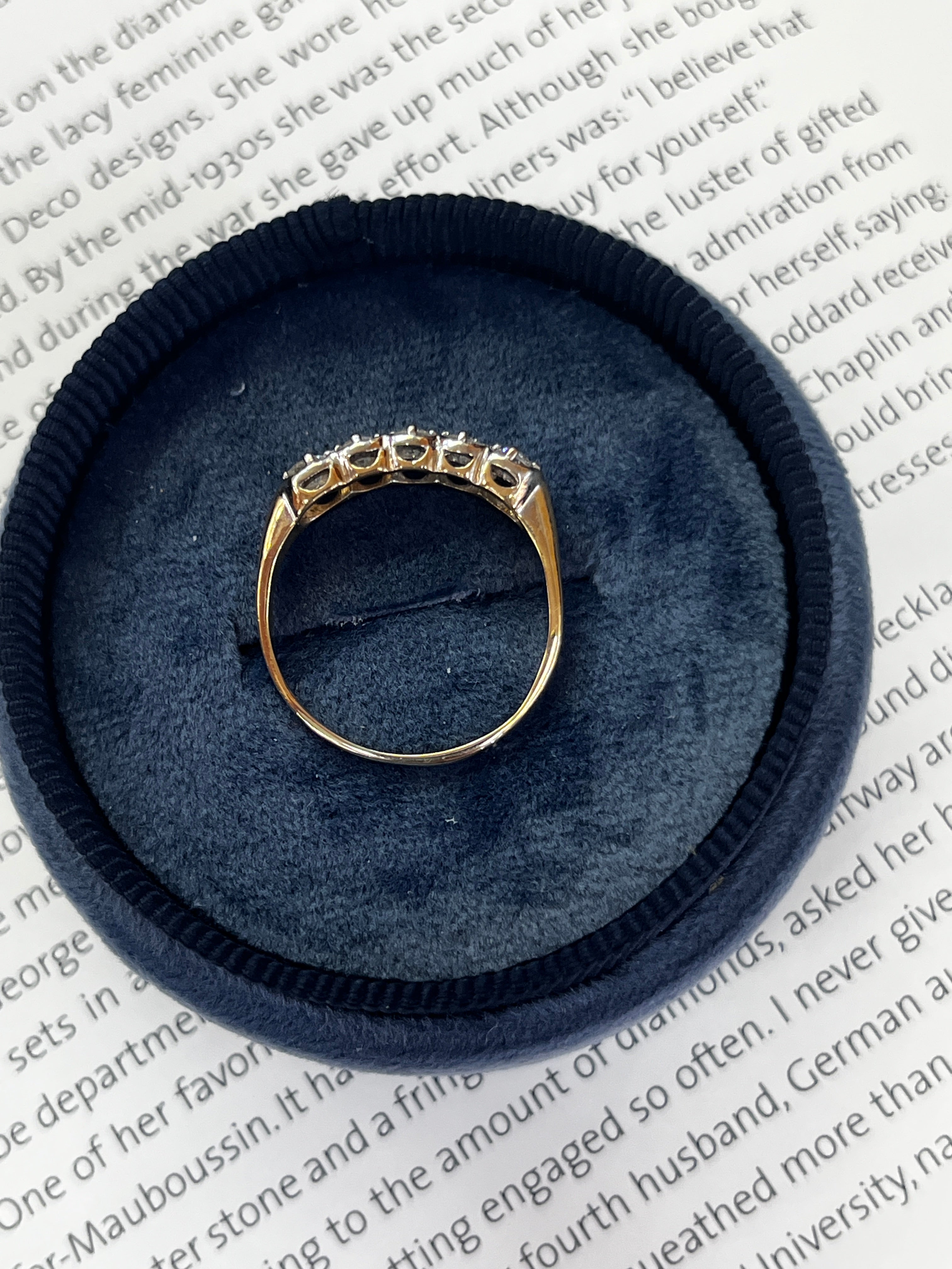 Five Diamonds In 14K Gold Band