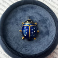 Vintage Blue Enamel Lady Bug 18K Yellow Gold Brooch