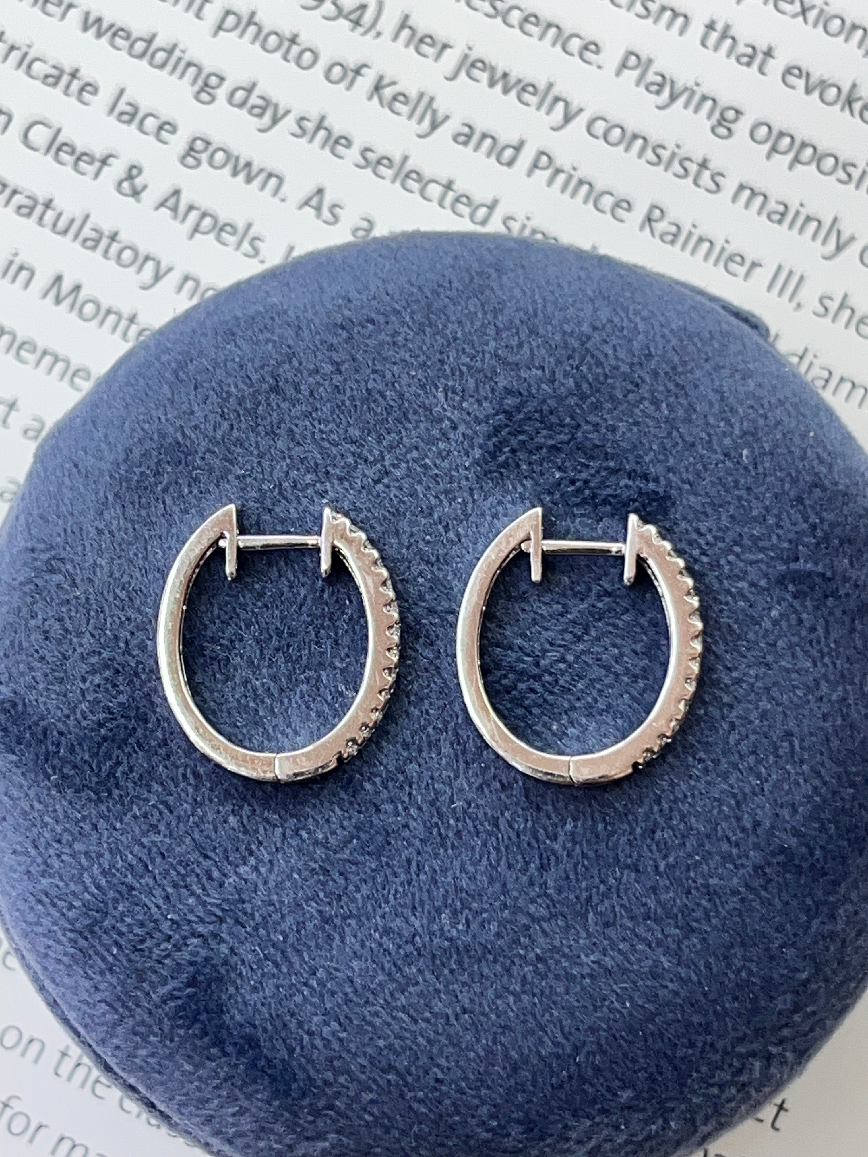 Vintage 18K White Gold Diamond Huggies.