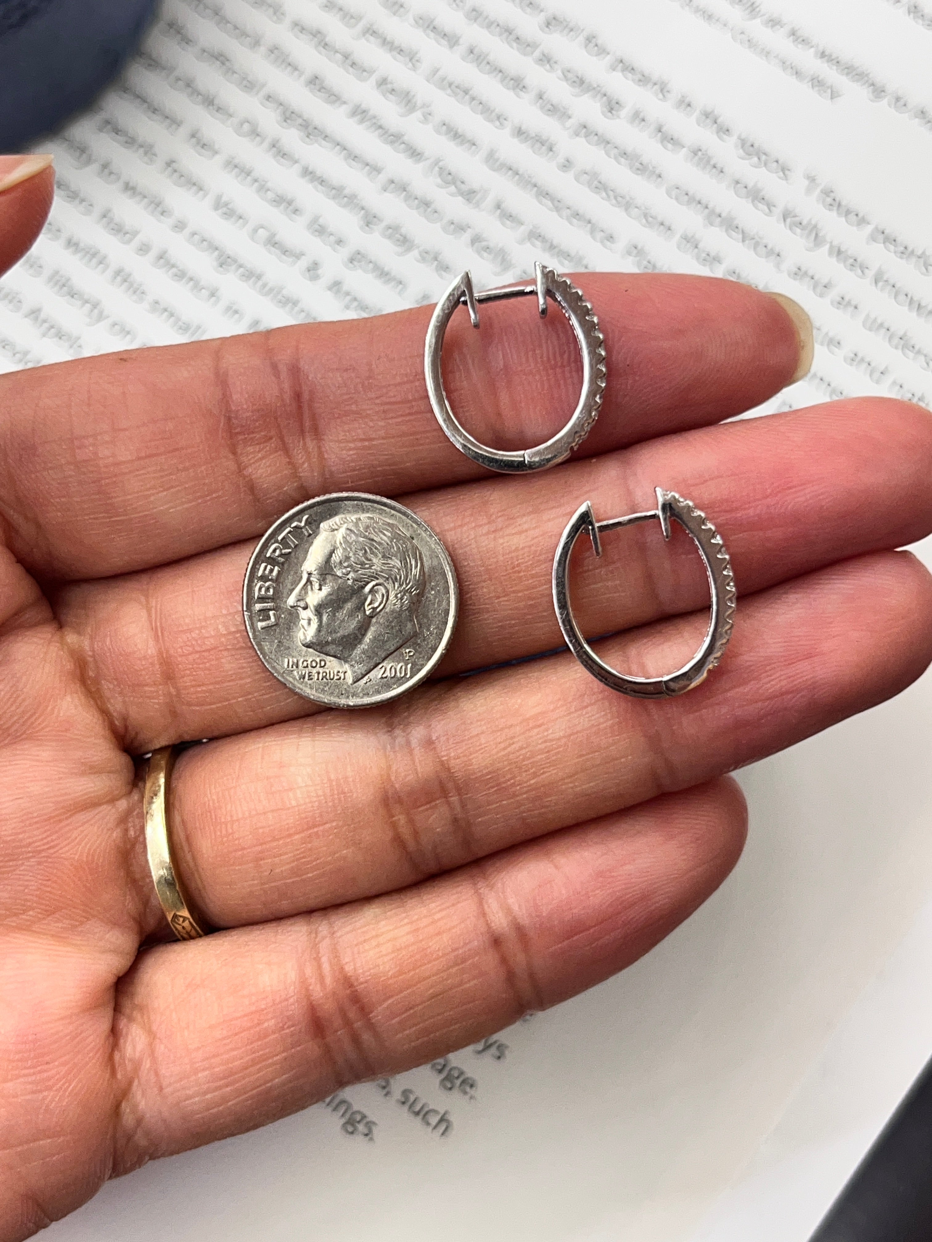 Vintage 18K White Gold Diamond Huggies.