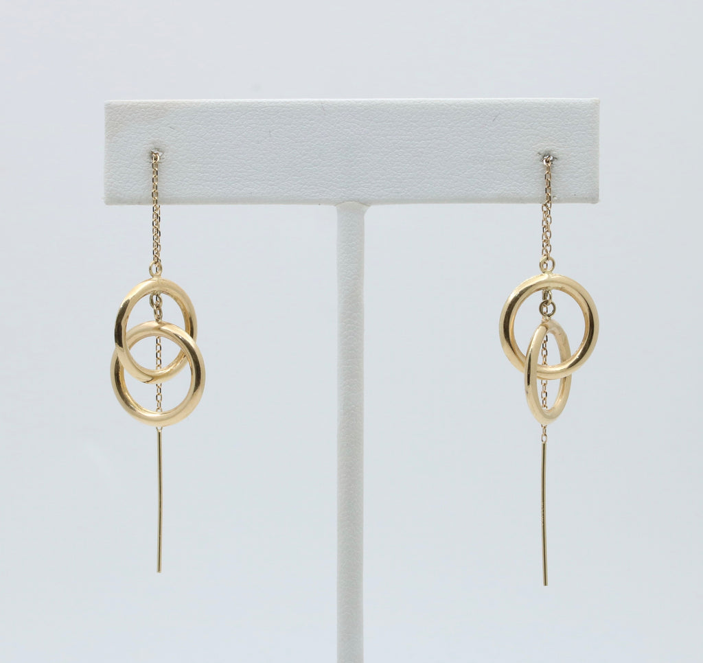 Minimalized 14K Yellow Gold Infinity Threader Earrings