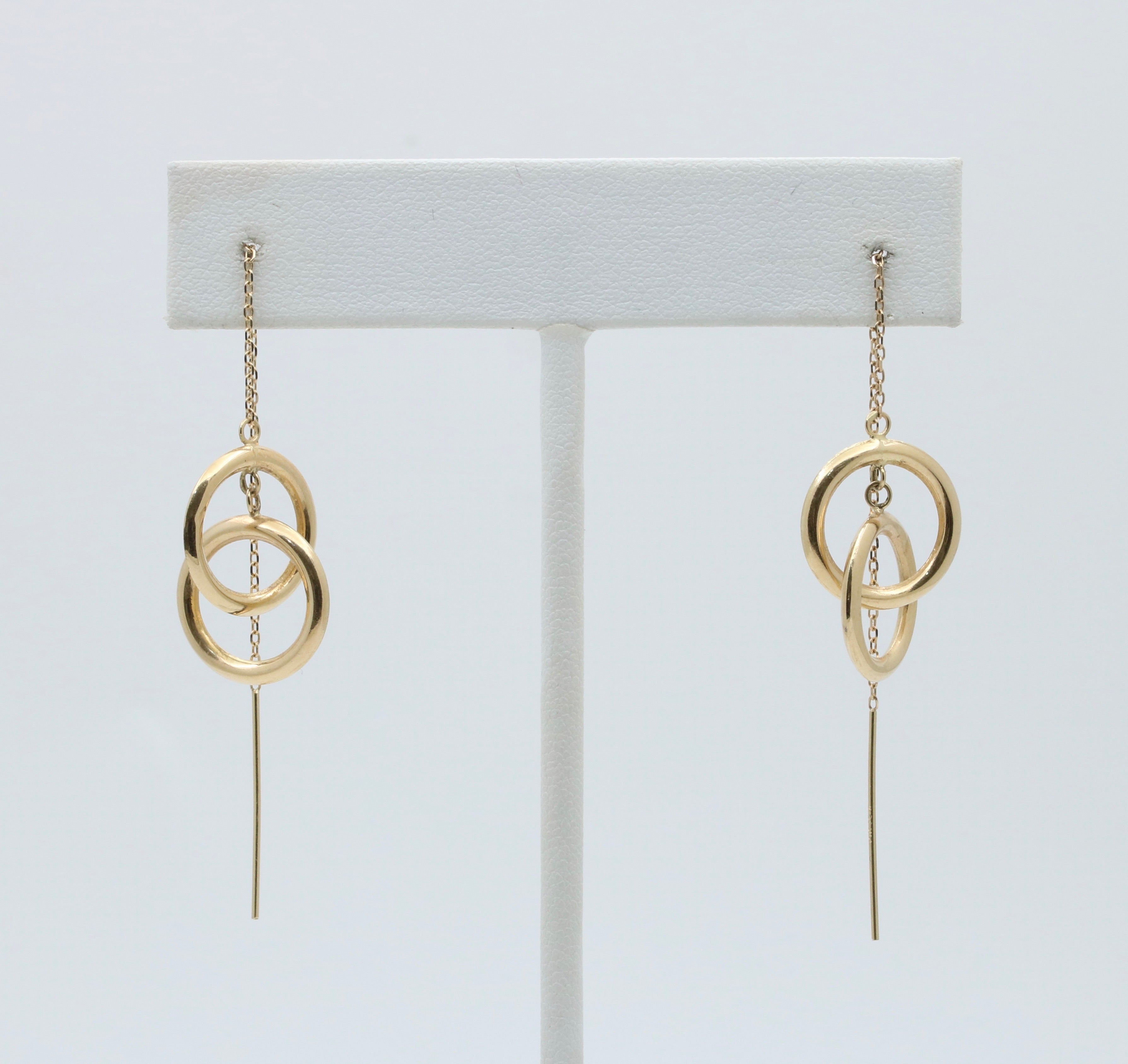 Minimalized 14K Yellow Gold Infinity Threader Earrings