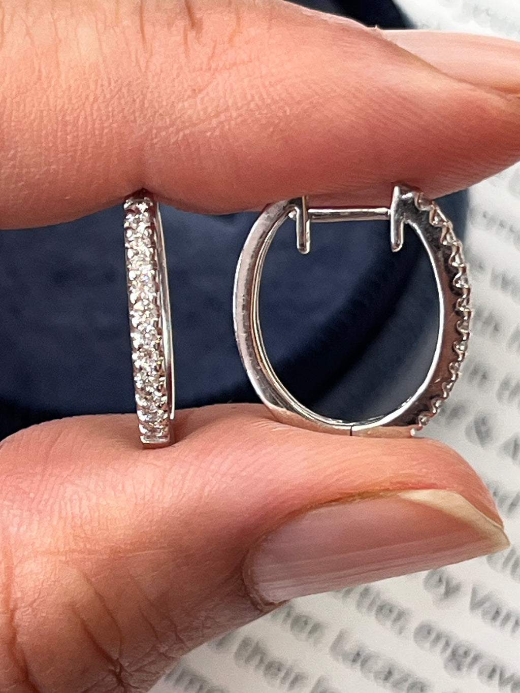 Vintage 18K White Gold Diamond Huggies.