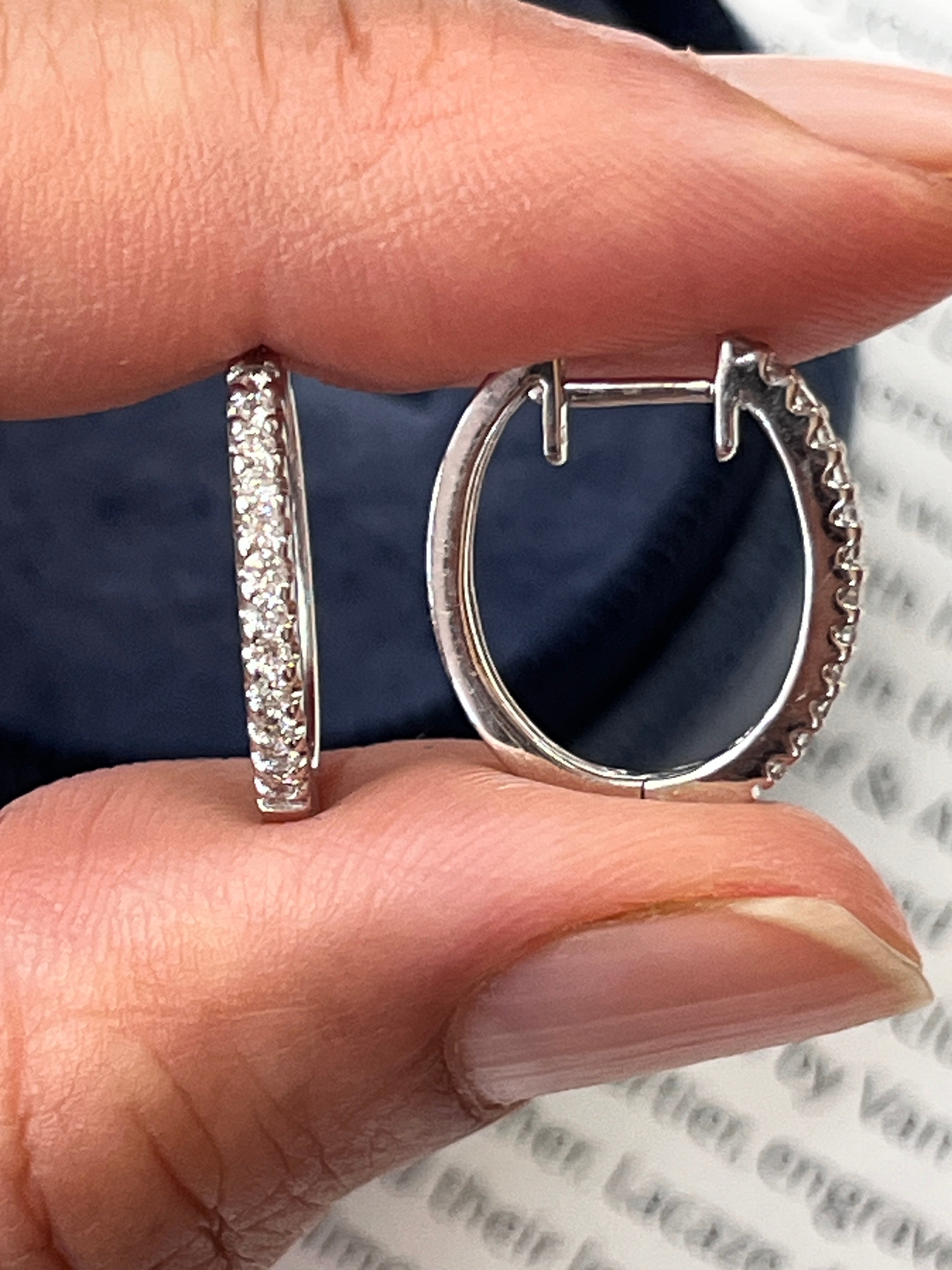Vintage 18K White Gold Diamond Huggies.