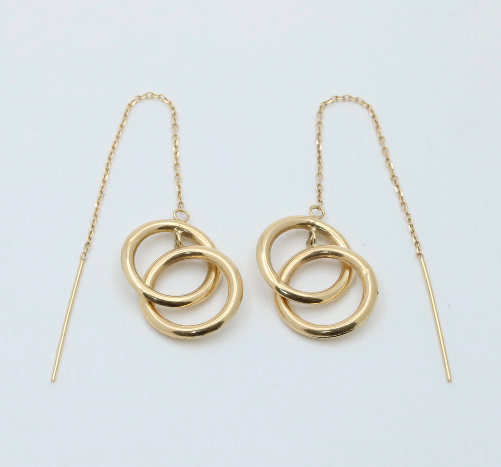 Minimalized 14K Yellow Gold Infinity Threader Earrings