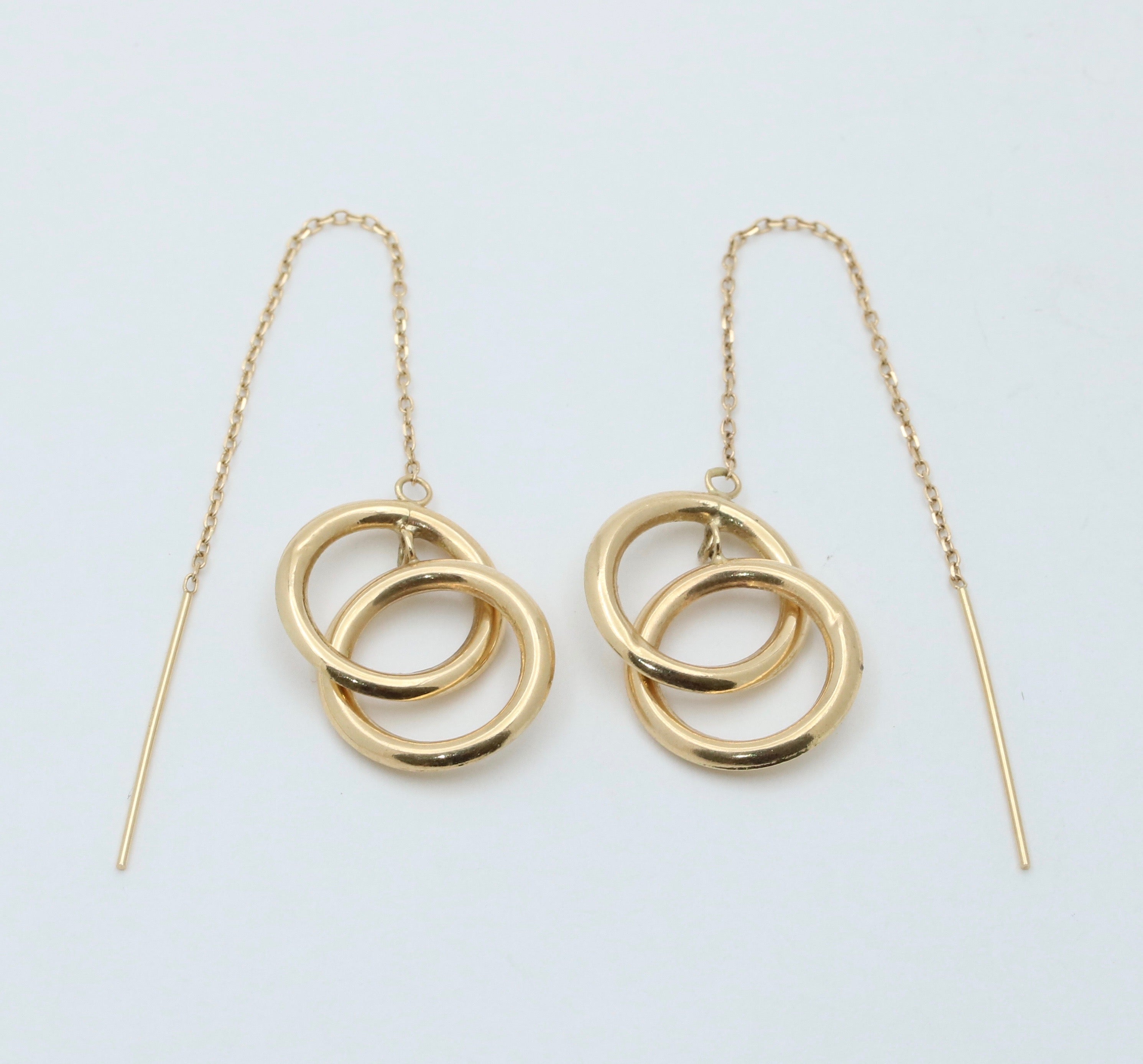 Minimalized 14K Yellow Gold Infinity Threader Earrings